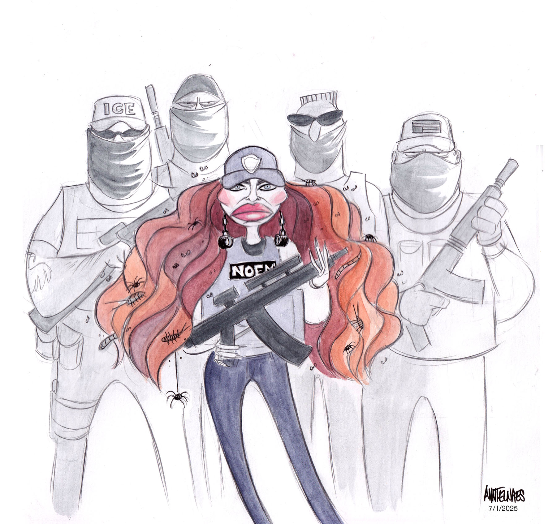 Political cartoon by Ann Telnaes, “A big, beautiful bill for a big, ugly police state”, 2025-07-01.