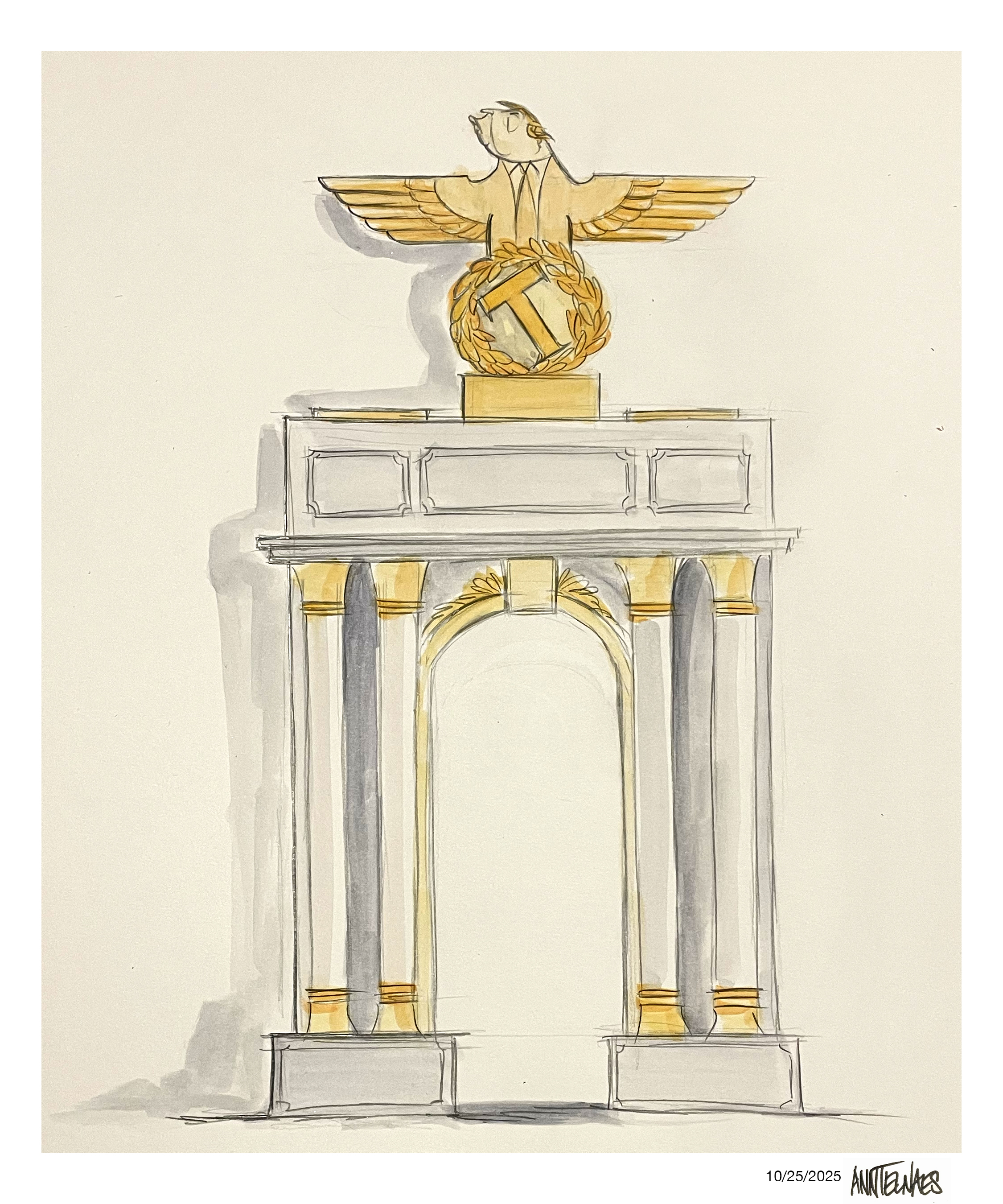 Political cartoon by Ann Telnaes, “Another monument to Trump's megalomania”, 2025-10-25.