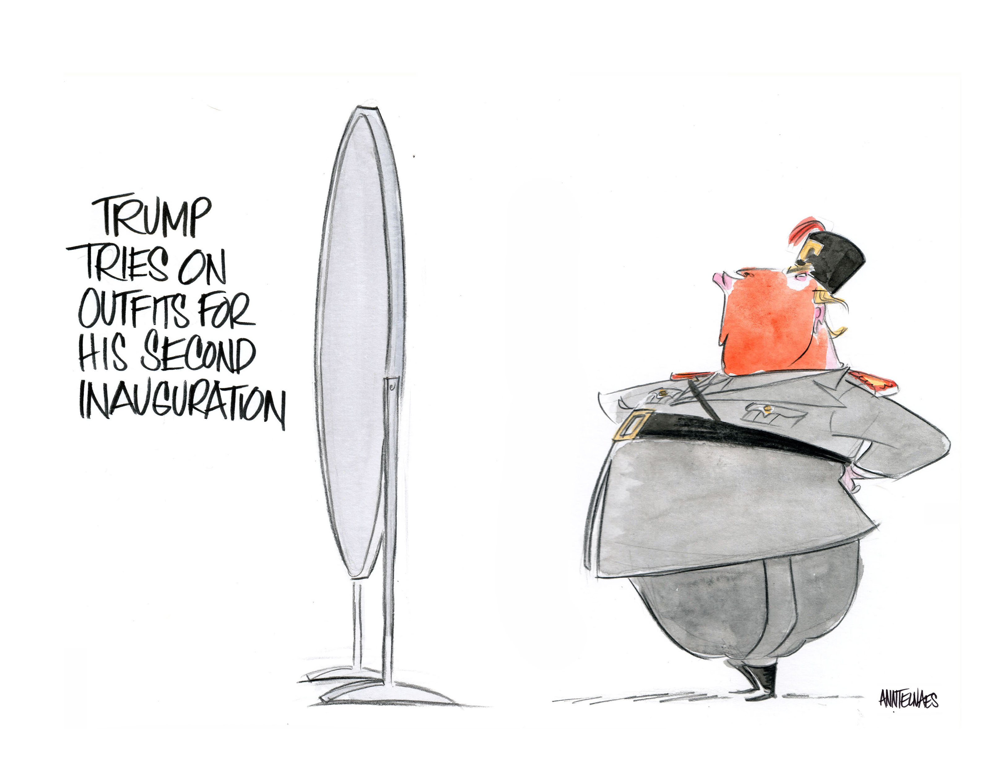Political cartoon by Ann Telnaes, “Here we go again”, 2025-01-18.