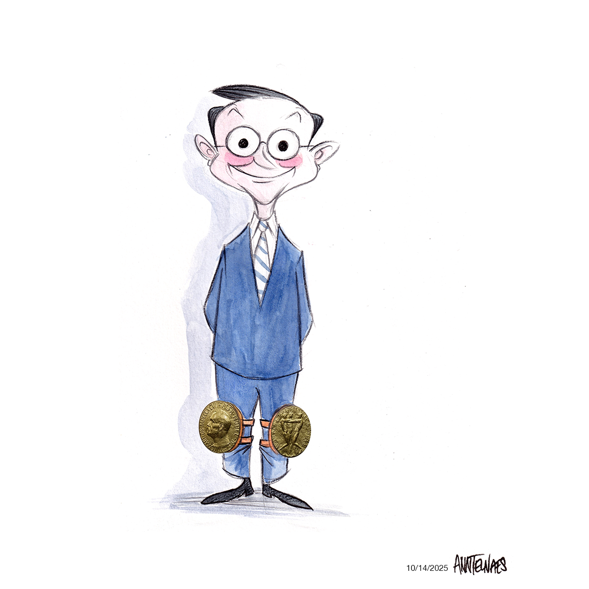 Political cartoon by Ann Telnaes, “Johnson announces campaign to get Trump a Nobel Peace prize”, 2025-10-14.