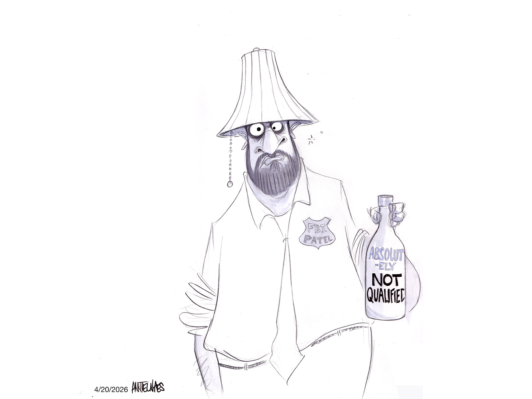 Political cartoon by Ann Telnaes, “Kash Patel sues The Atlantic for defamation”, 2026-04-20.