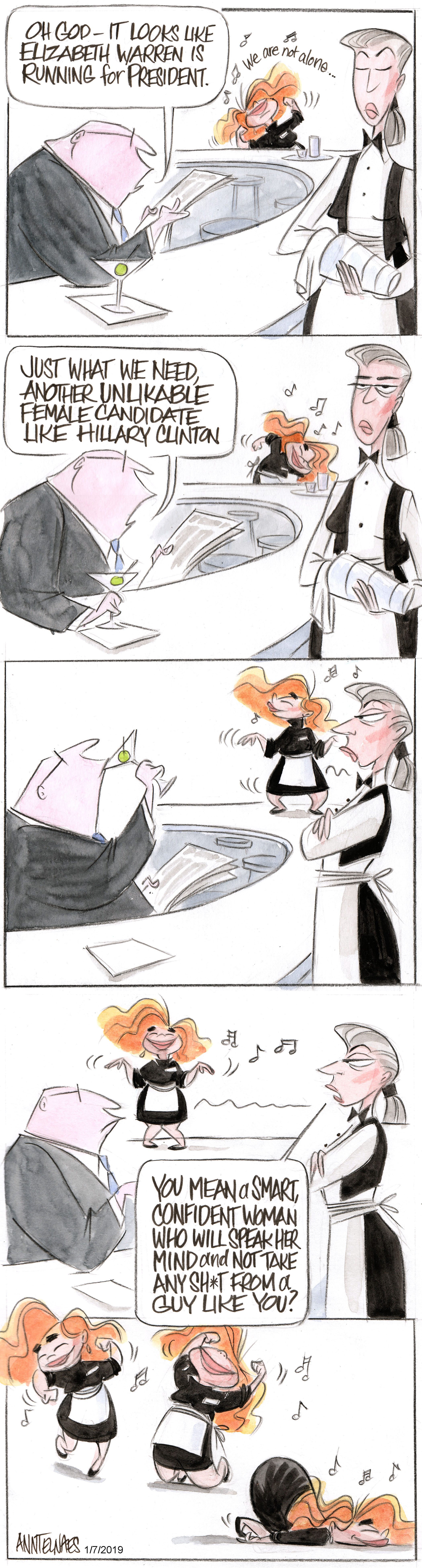 Political cartoon by Ann Telnaes, “MOre on when a woman runs for president”, 2024-07-24.
