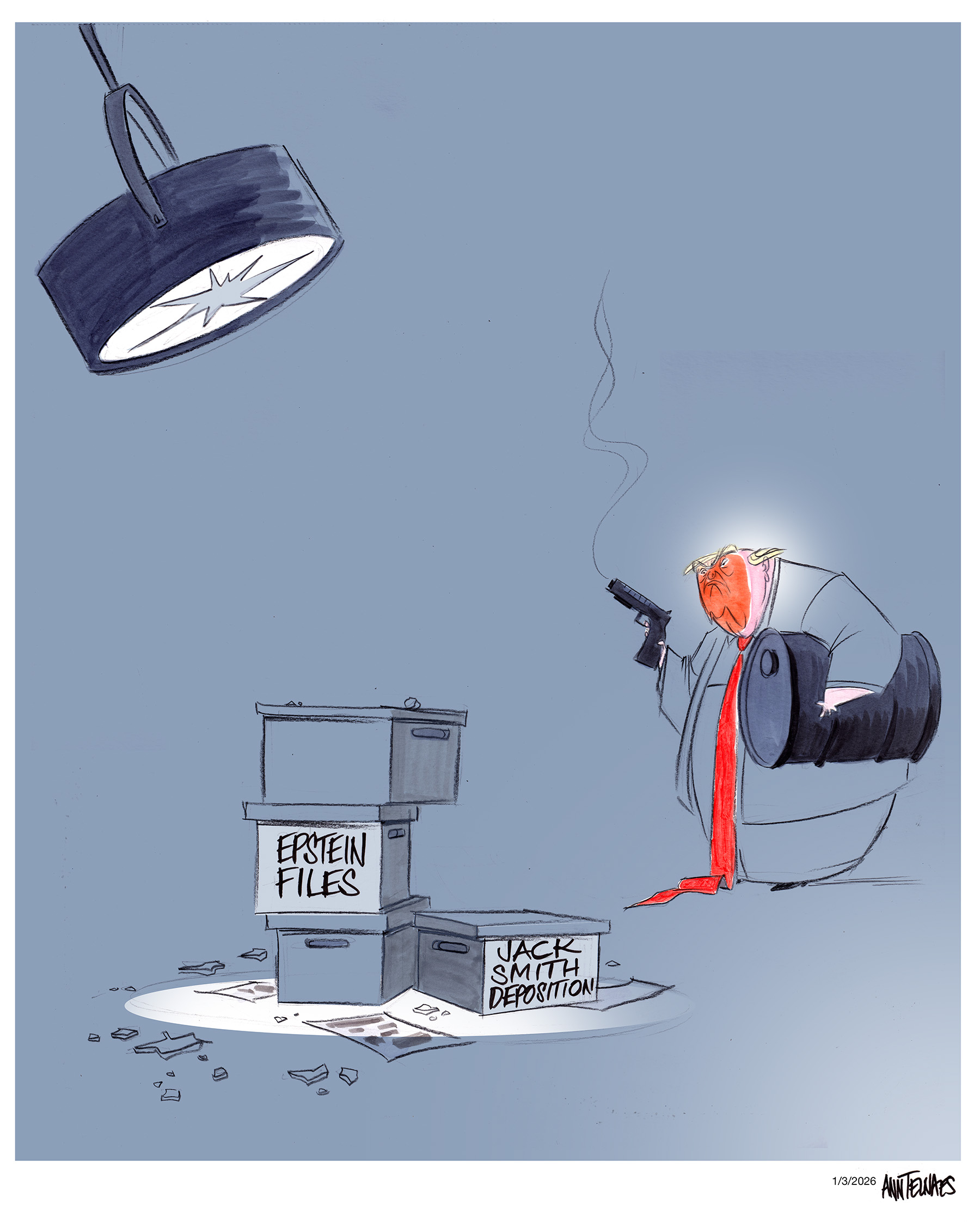 Political cartoon by Ann Telnaes, “Oil and distraction”, 2026-01-03.