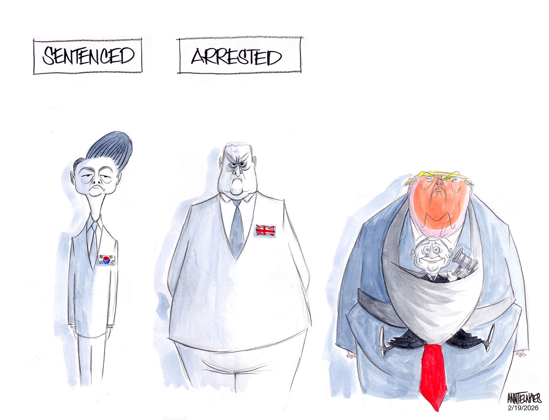 Political cartoon by Ann Telnaes, “Other countries hold their leaders accountable”, 2026-02-19.