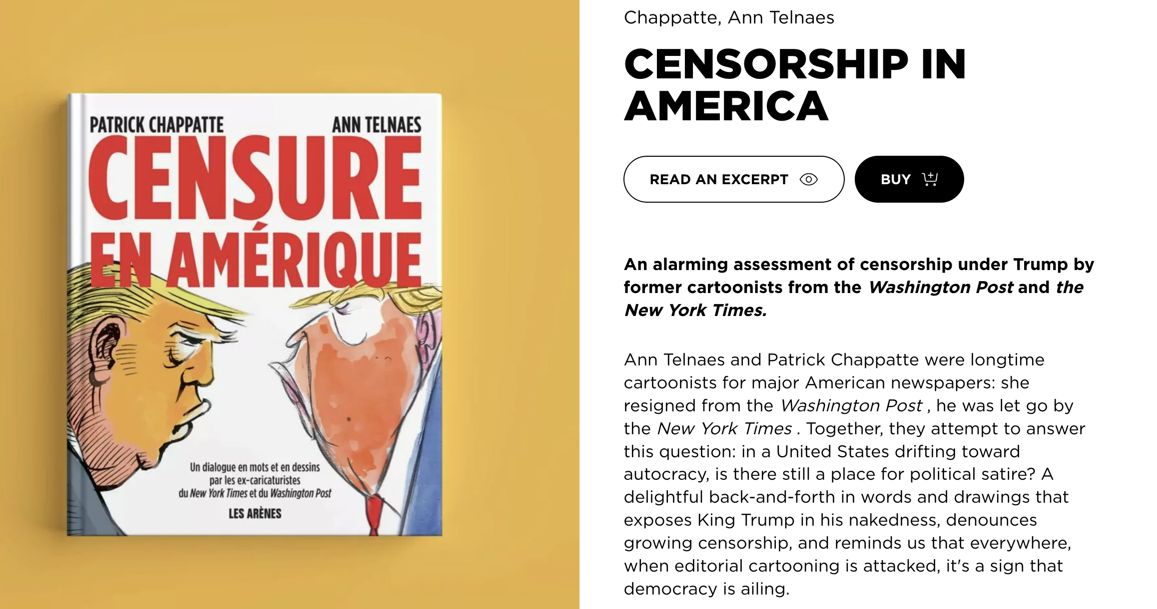 Political cartoon by Ann Telnaes, “Patrick Chappatte & I talk about our new book with Andy Borowitz”, 2025-11-12.