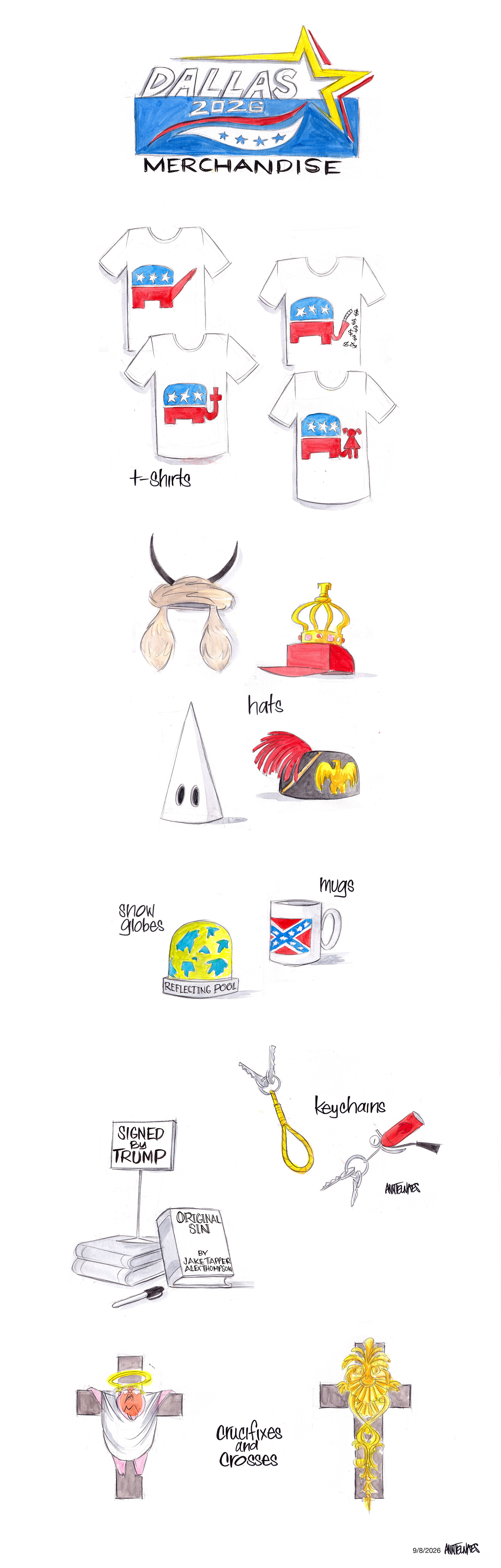 Political cartoon by Ann Telnaes, “Republicans gather in Dallas for a midterm convention”, 2026-09-09.
