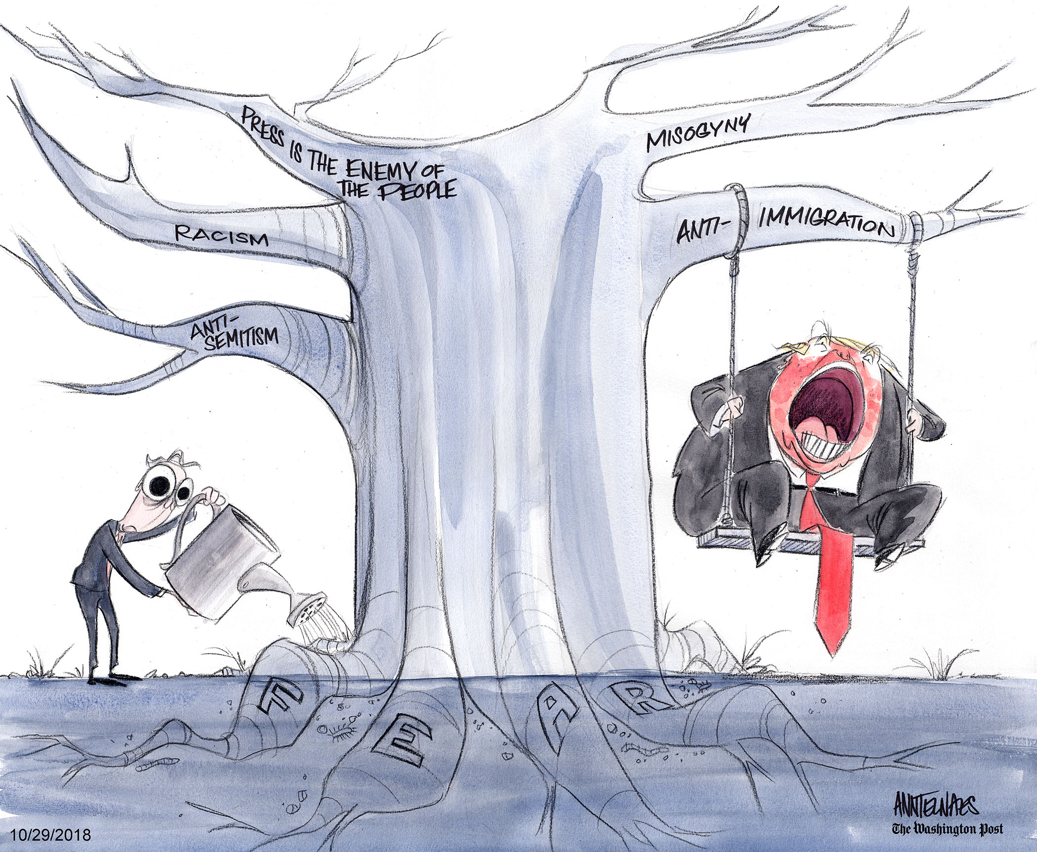 Political cartoon by Ann Telnaes, “Same Old Trump Show”, 2024-08-01.