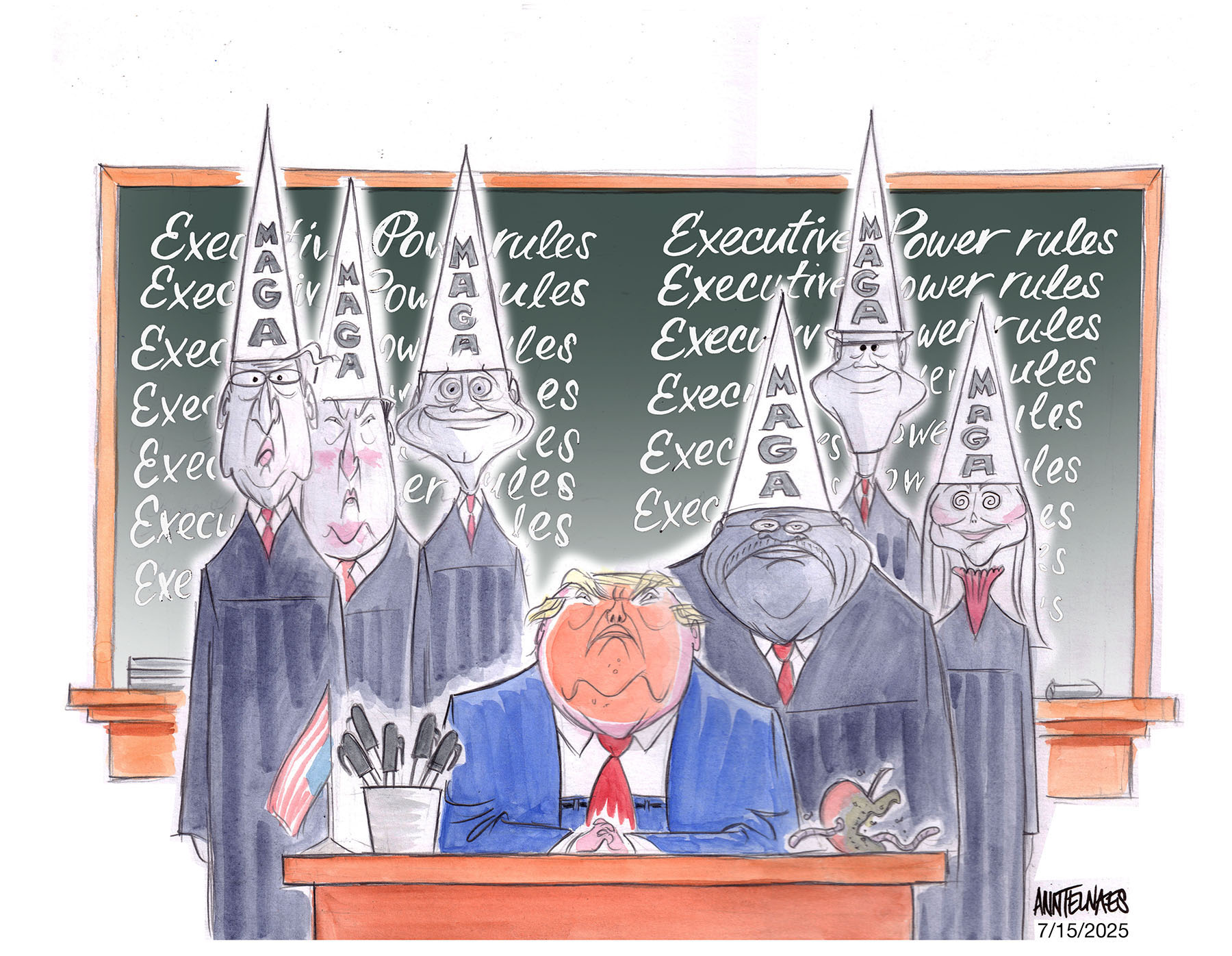 Political cartoon by Ann Telnaes, “SCOTUS flunks Separation of Powers again”, 2025-07-15.