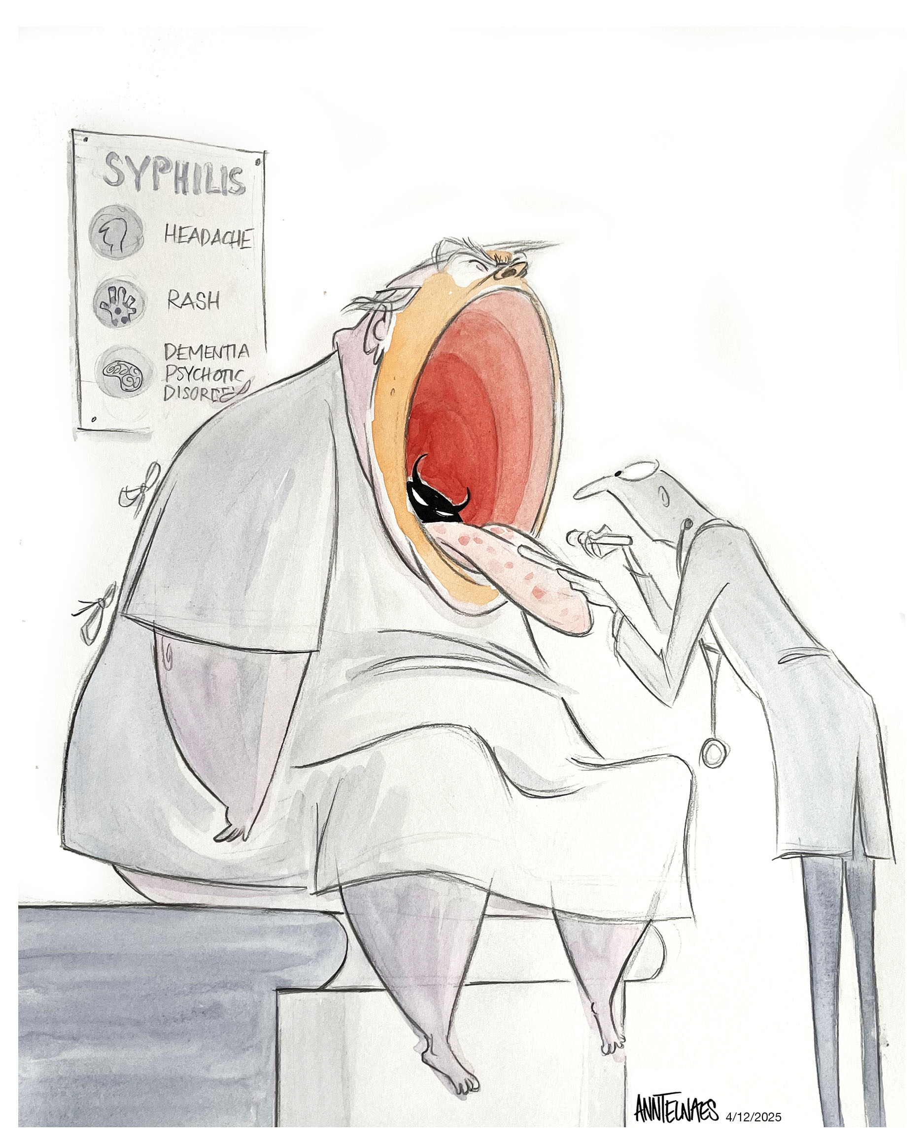 Political cartoon by Ann Telnaes, “sick sick sick”, 2025-04-12.