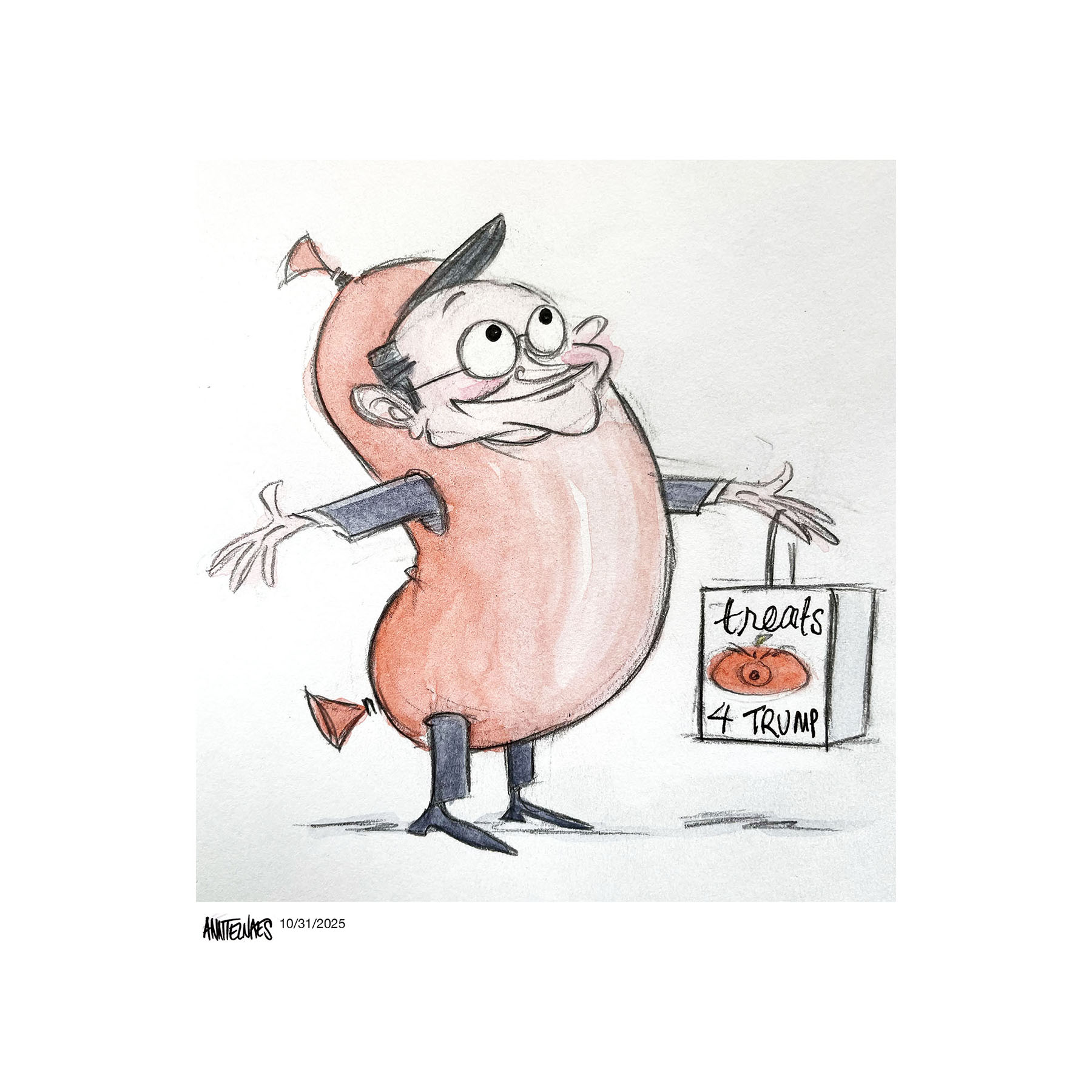 Political cartoon by Ann Telnaes, “Speaker Johnson's halloween costume”, 2025-10-31.