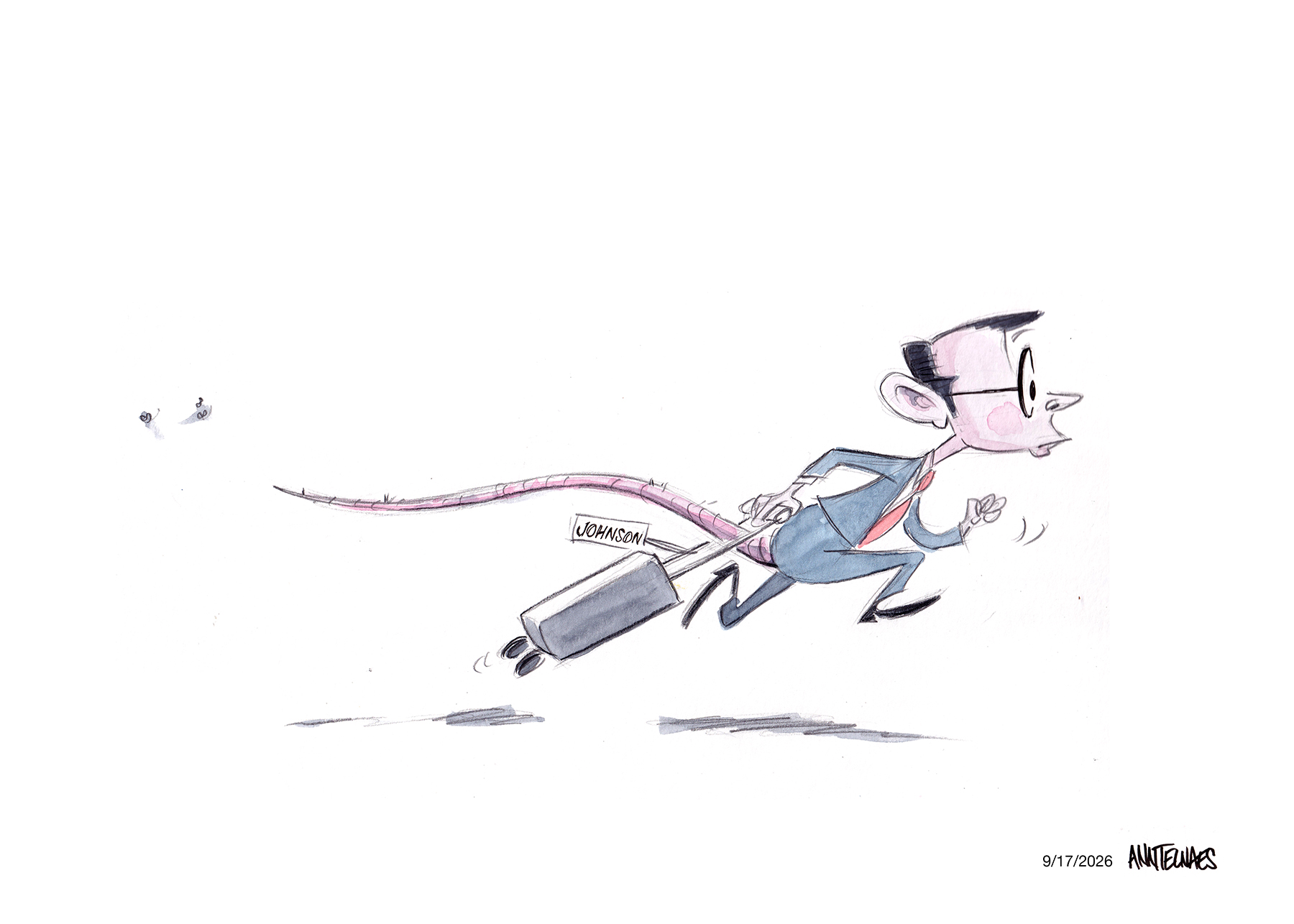 Political cartoon by Ann Telnaes, “Squeaker Mike Johnson”, 2026-09-17.