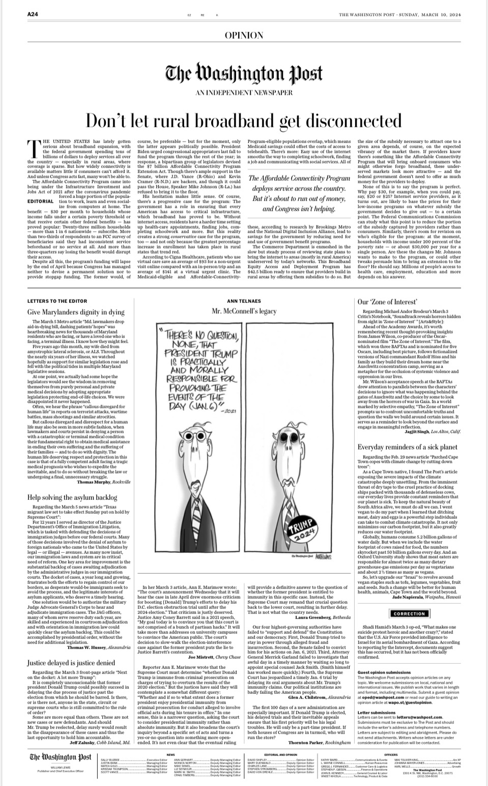 Political cartoon by Ann Telnaes, “The Eyes”, 2024-03-10.