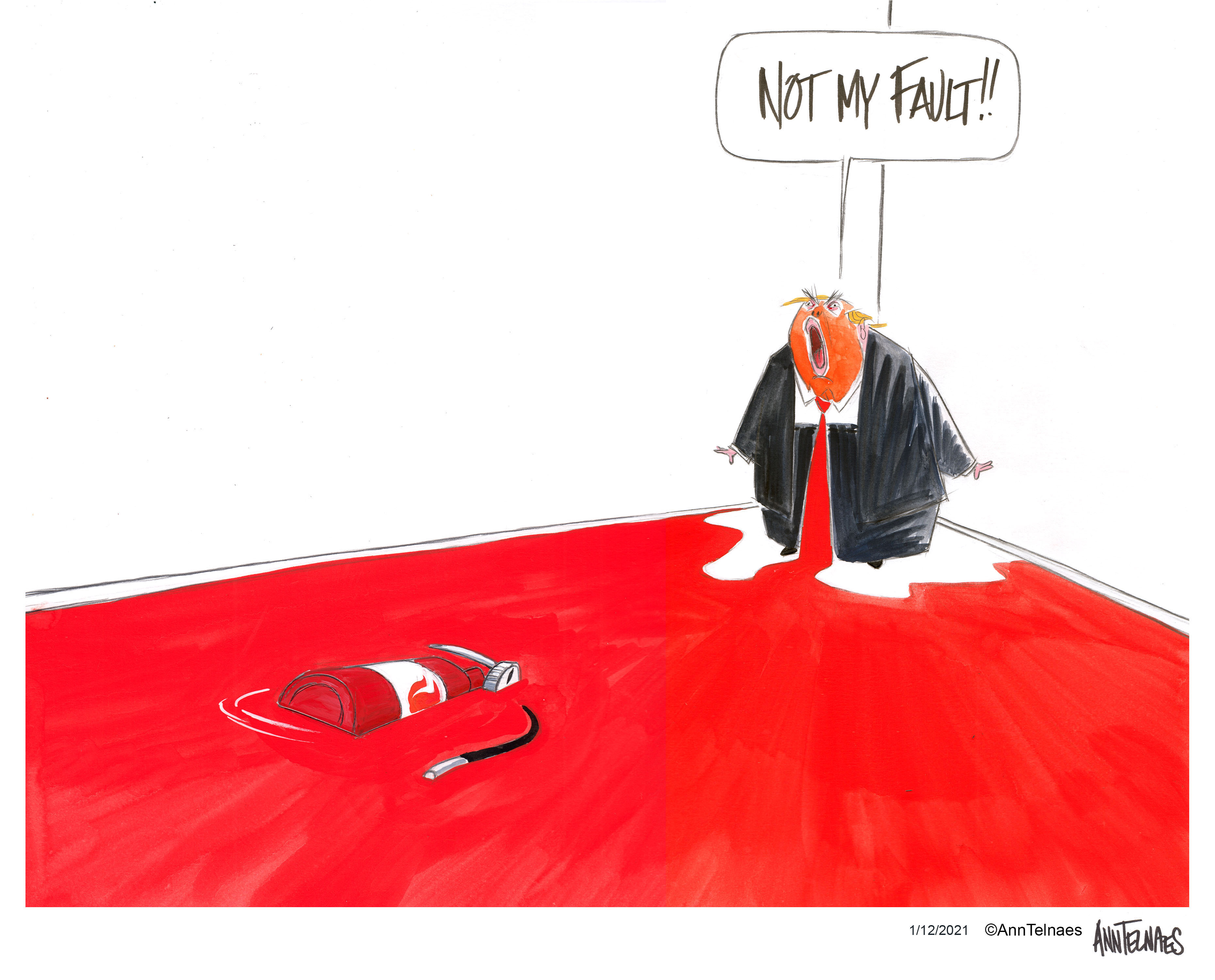 Political cartoon by Ann Telnaes, “The rewriting of history”, 2025-01-22.