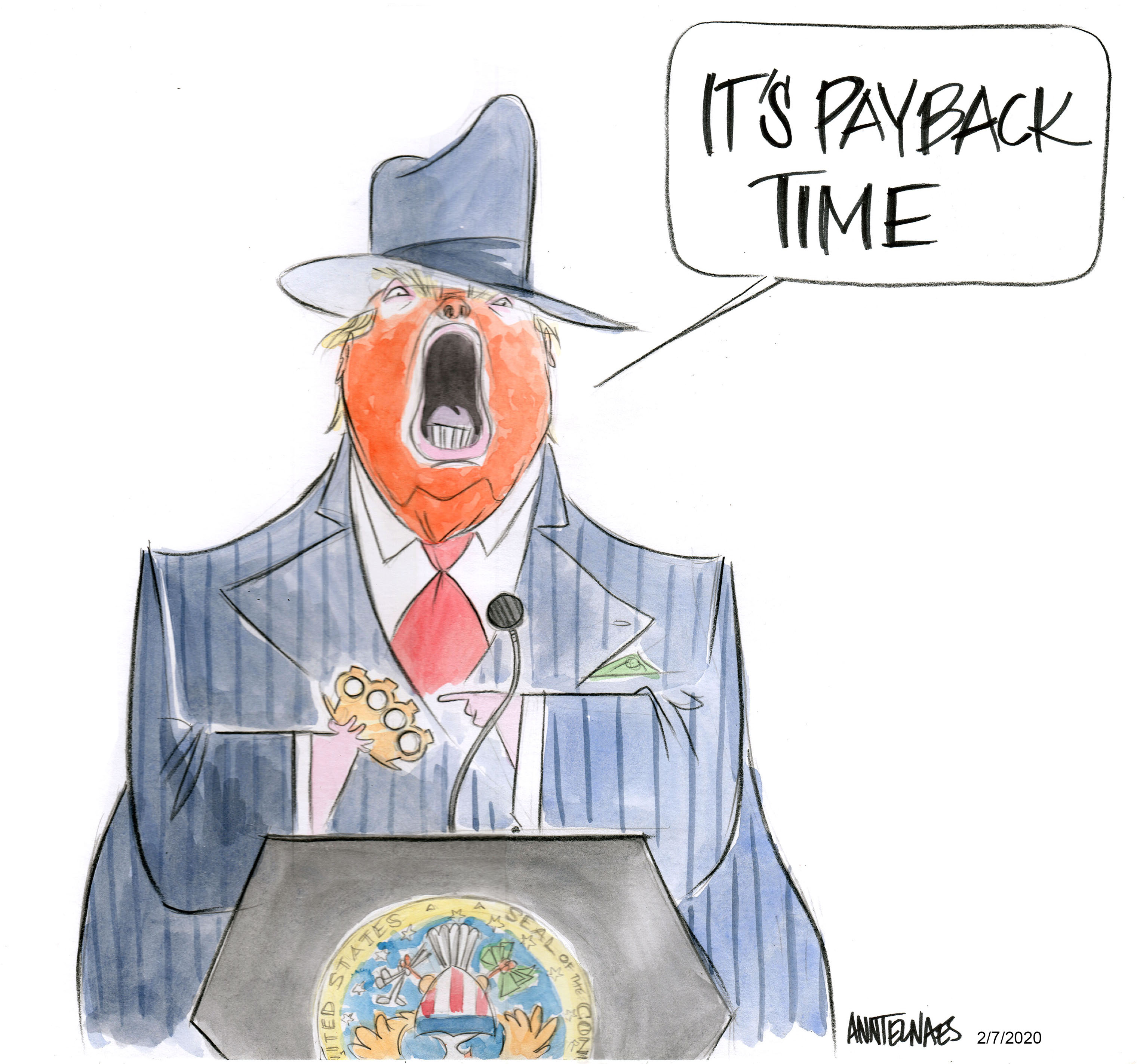 Political cartoon by Ann Telnaes, “The thug look”, 2025-03-01.