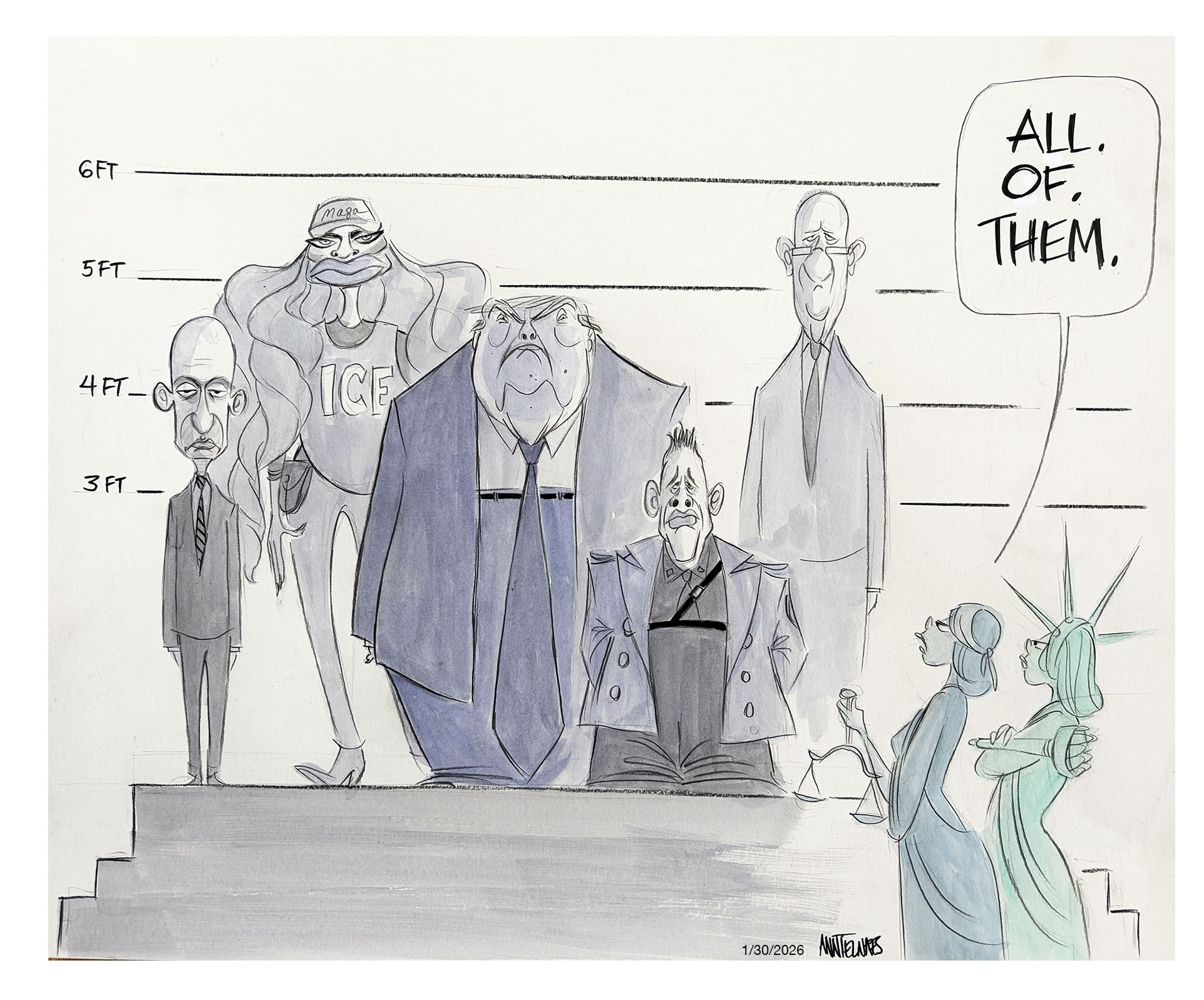 Political cartoon by Ann Telnaes, “They are all responsible”, 2026-01-30.
