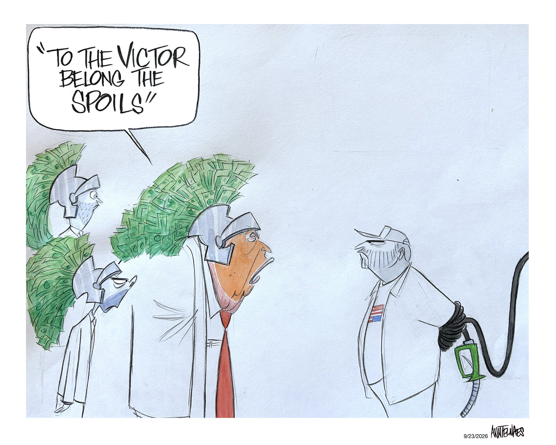 Political cartoon by Ann Telnaes, “Trump and sons are making lots of money”, 2026-09-23.