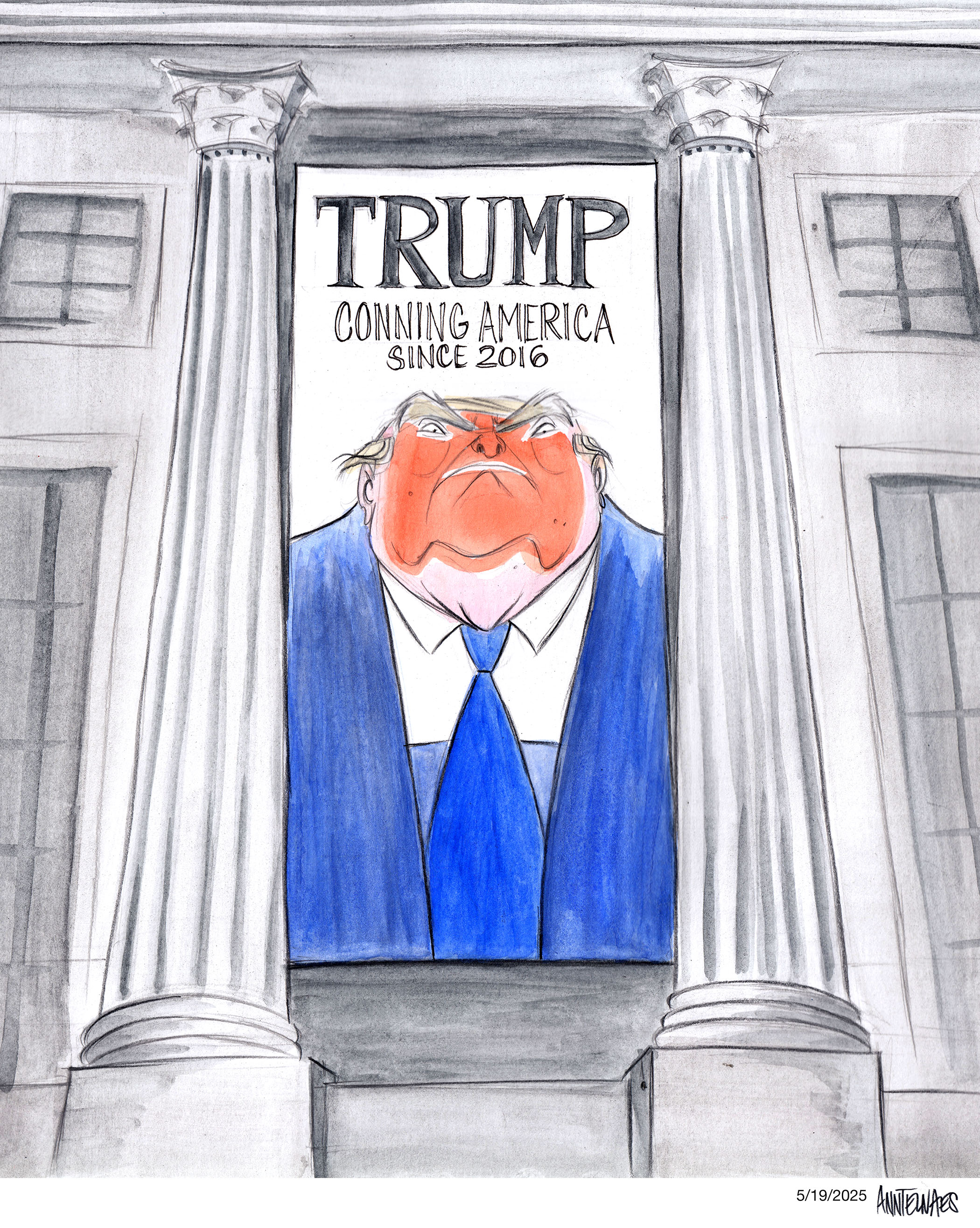 Political cartoon by Ann Telnaes, “Trump's fascist fetish”, 2025-05-20.