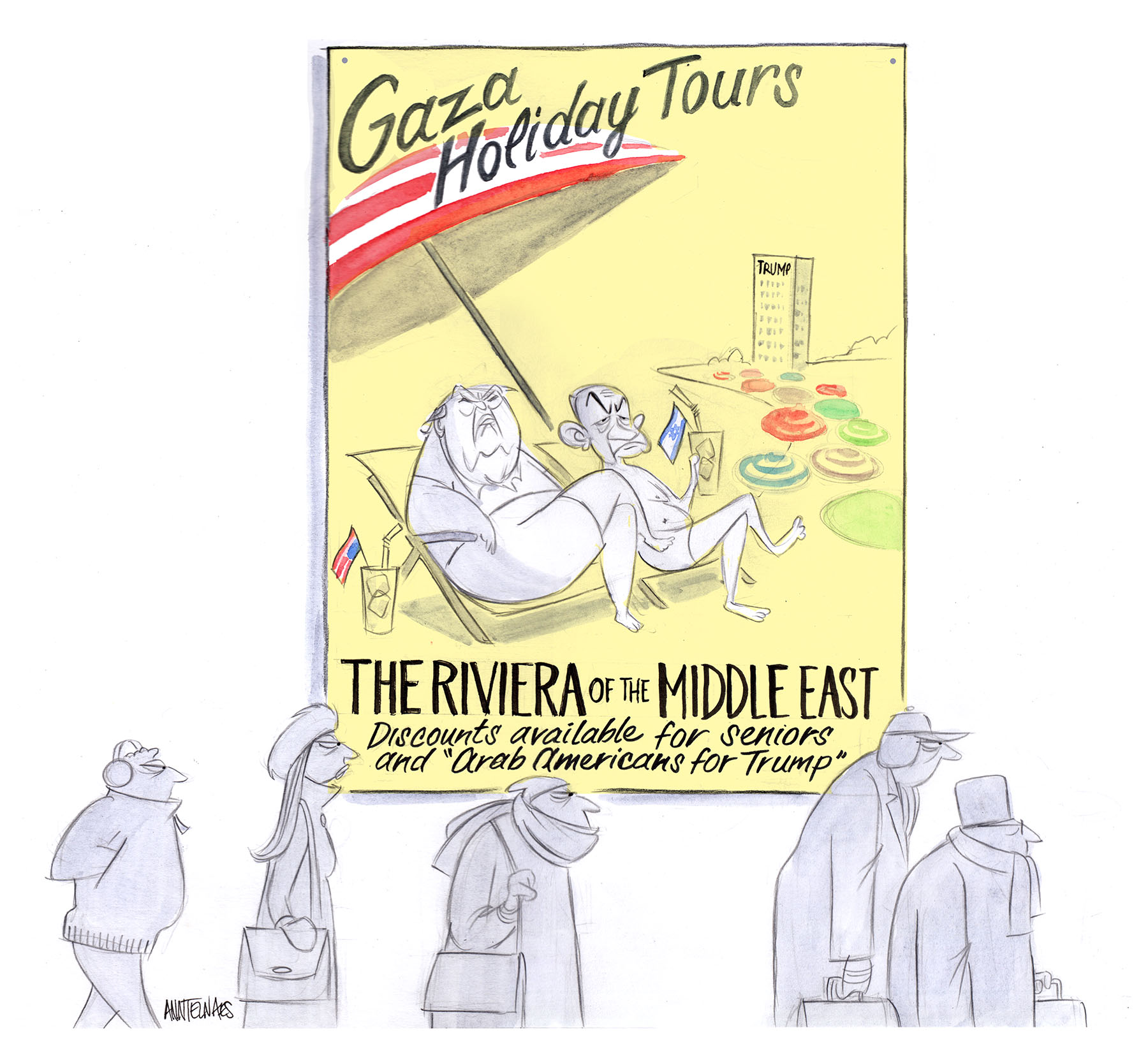 Political cartoon by Ann Telnaes, “Trump's looking to building another resort”, 2025-02-06.