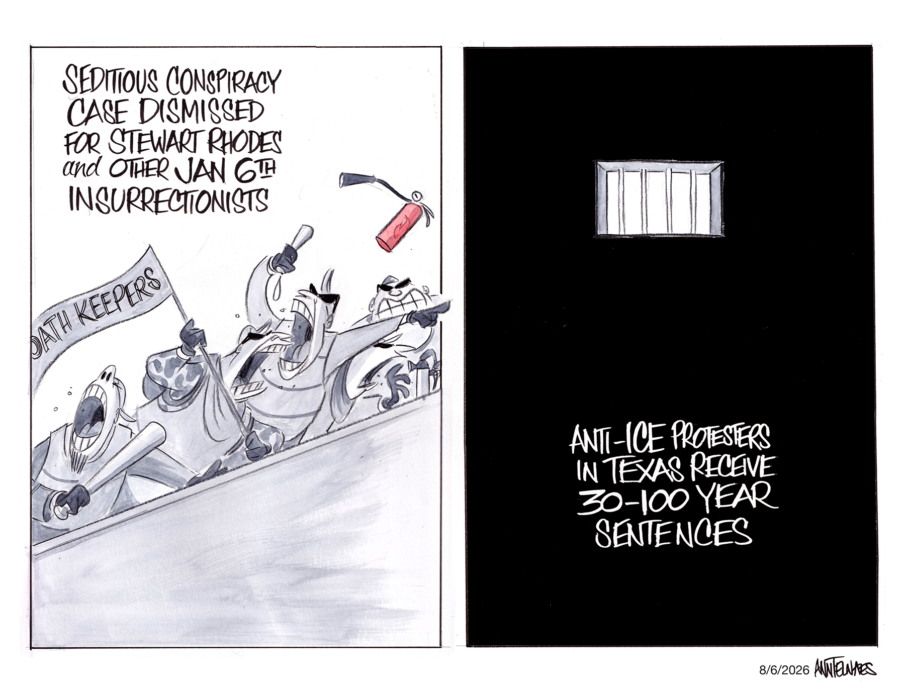 Political cartoon by Ann Telnaes, “Trump's paramilitary”, 2026-08-06.
