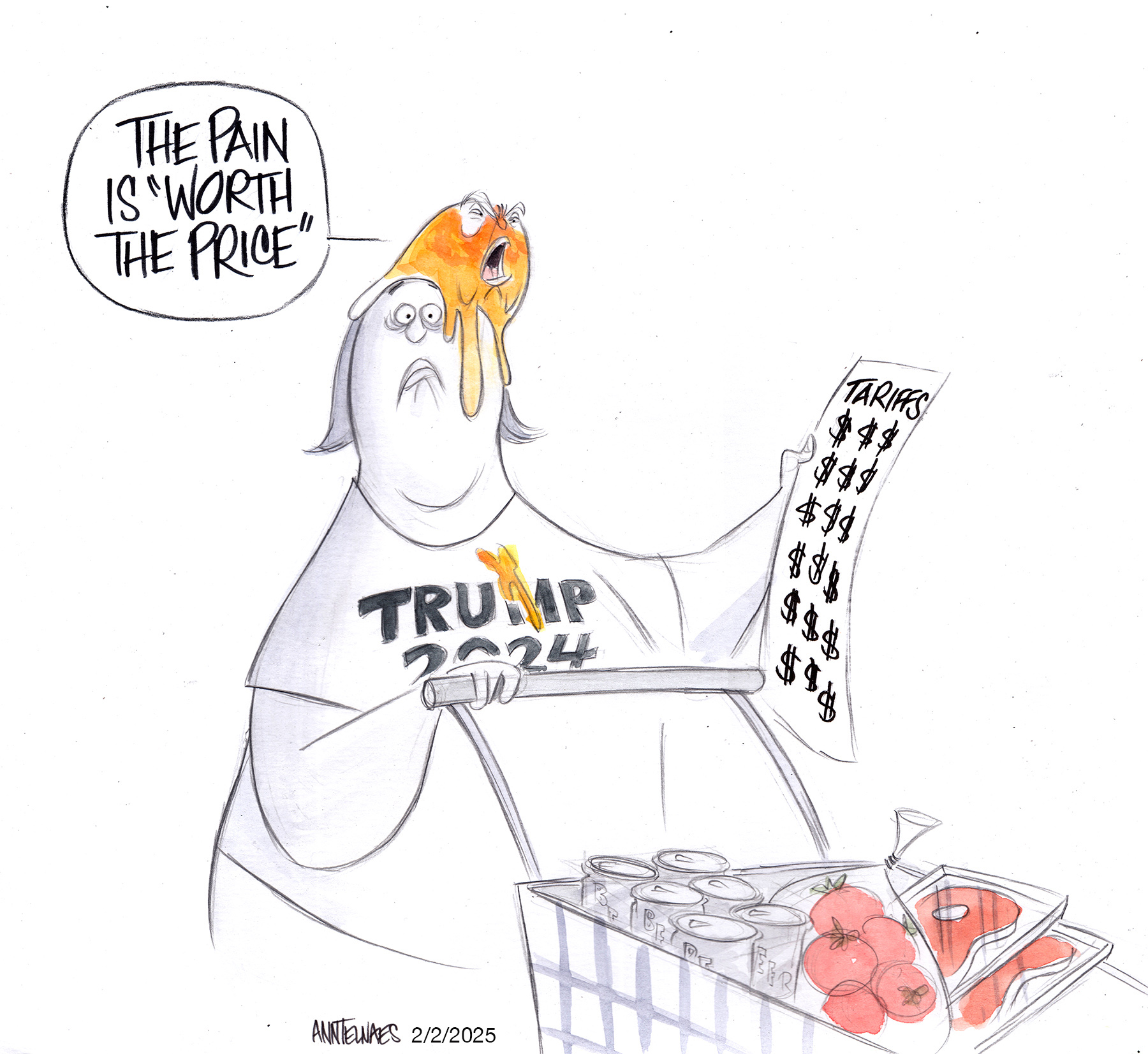 Political cartoon by Ann Telnaes, “Trump's tariffs”, 2025-02-03.