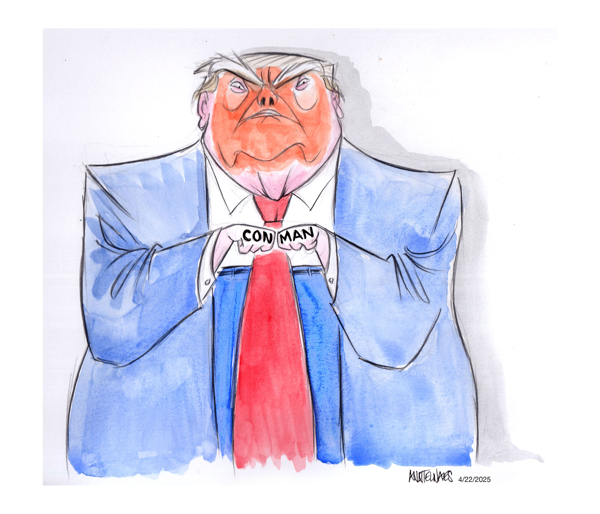 Political cartoon by Ann Telnaes, “Trump's tattoos”, 2025-04-22.