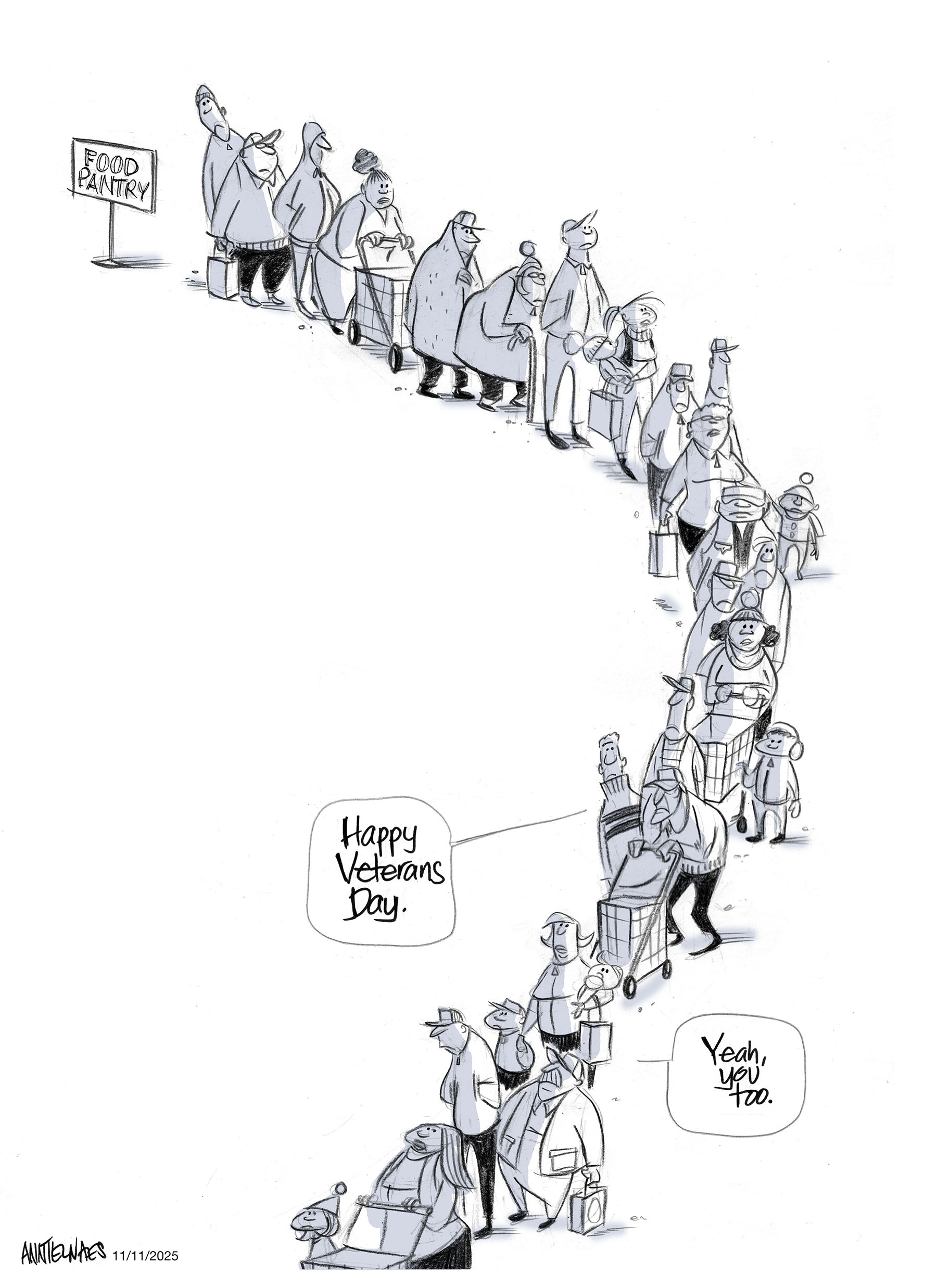 Political cartoon by Ann Telnaes, “Veterans Day”, 2025-11-11.