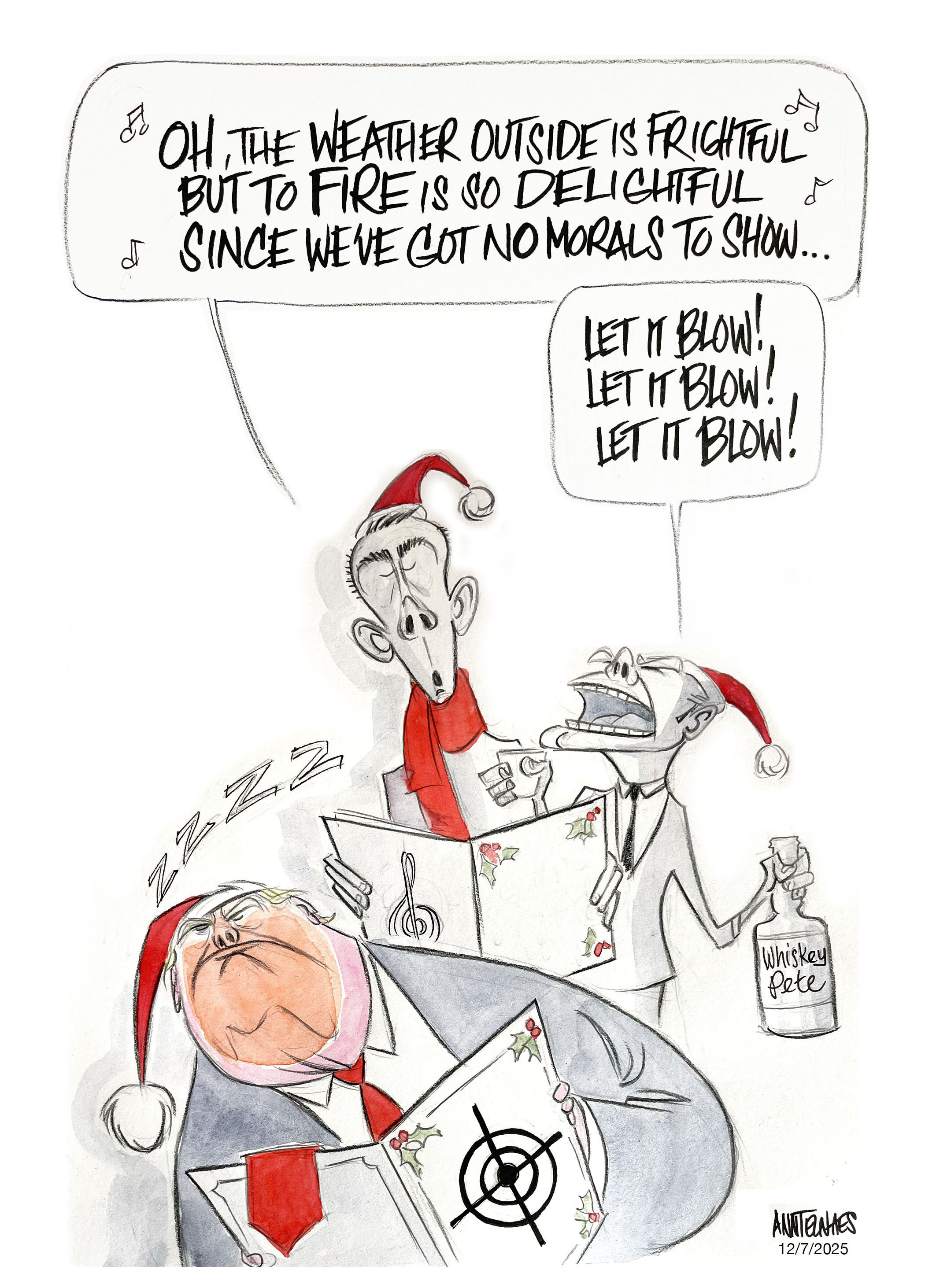 Whiskey Pete goes caroling