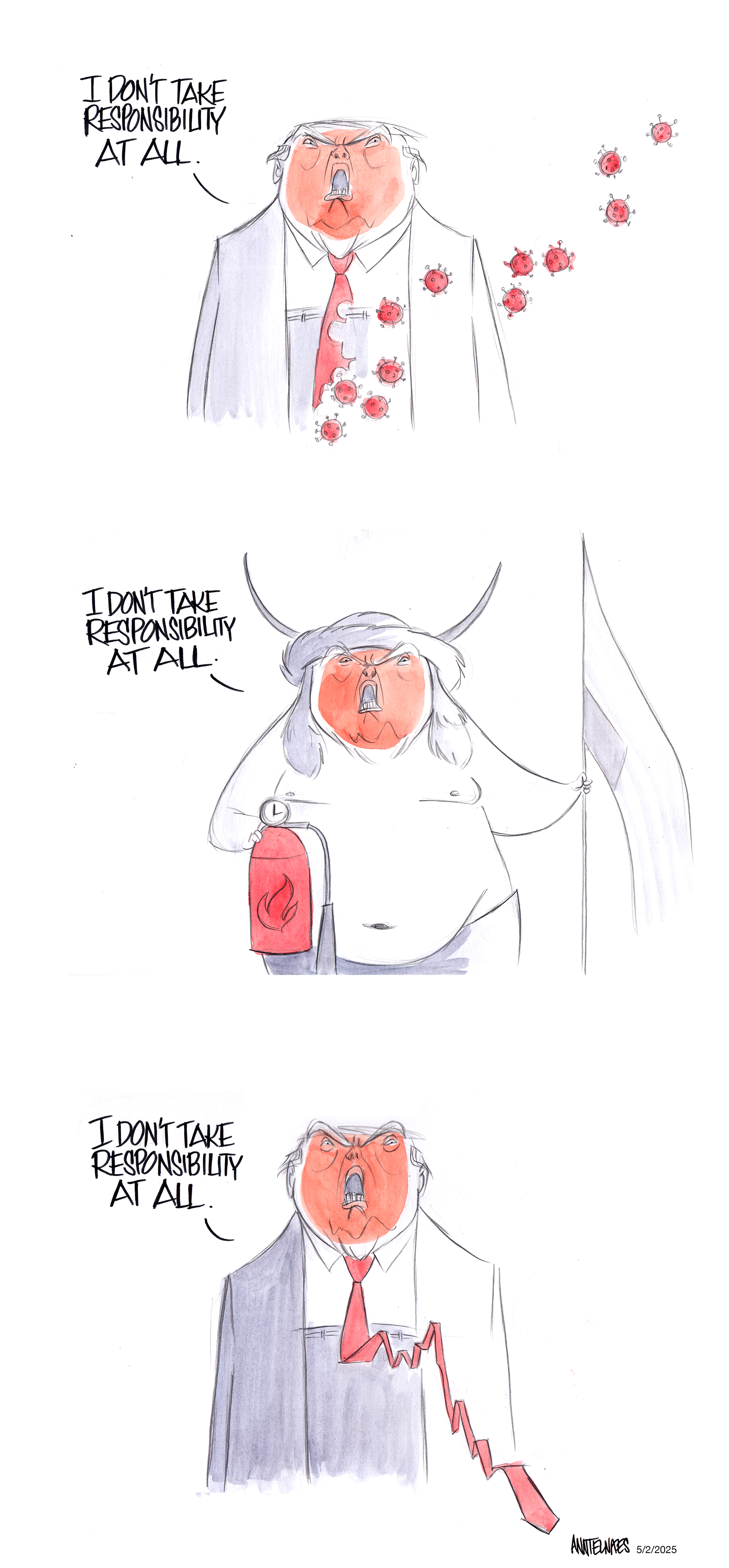Political cartoon by Ann Telnaes, “You broke it you own it, Donald”, 2025-05-02.