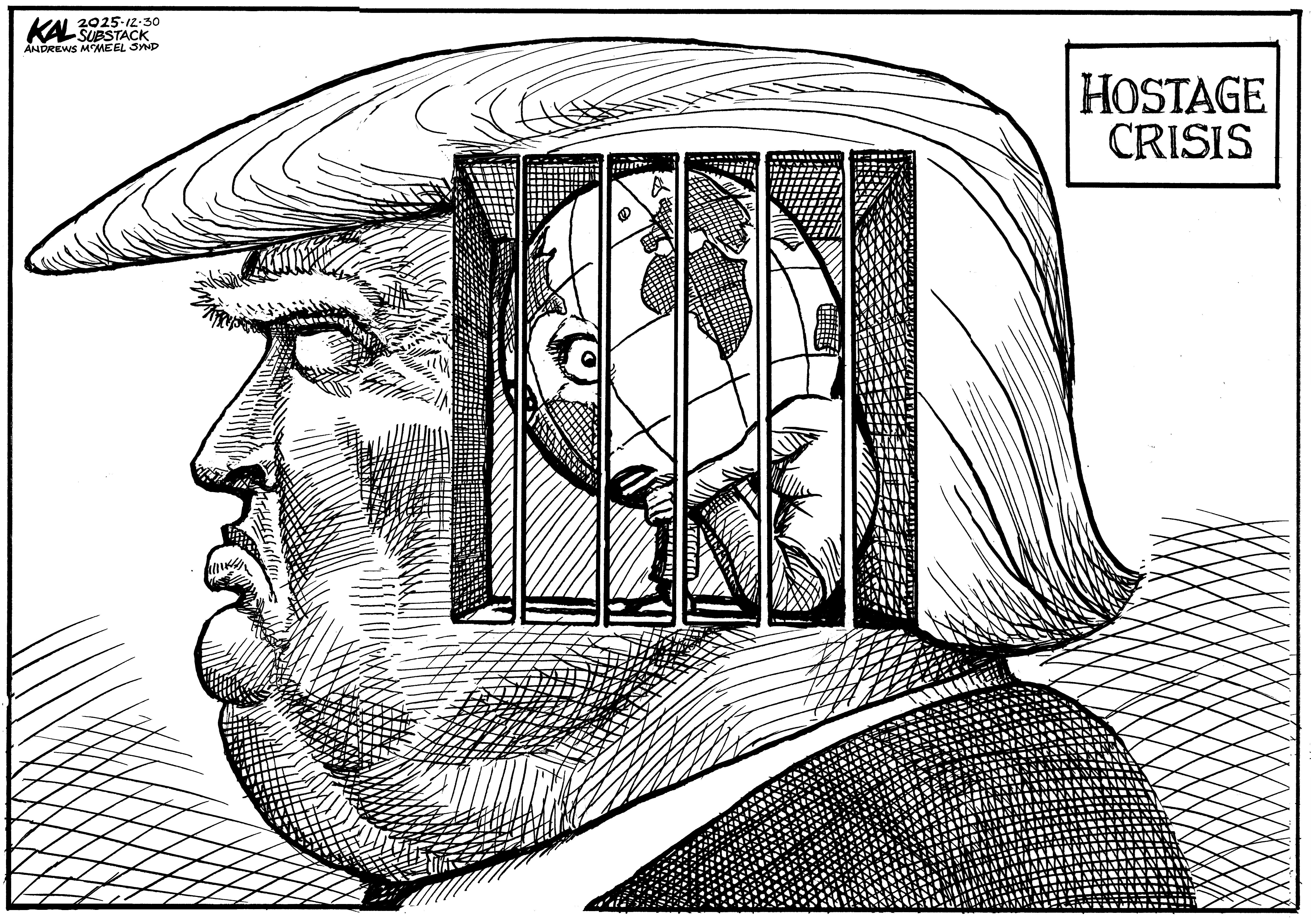 Political cartoon by Kevin Kallaugher, “A Man of Few Words”, 2025-12-30.