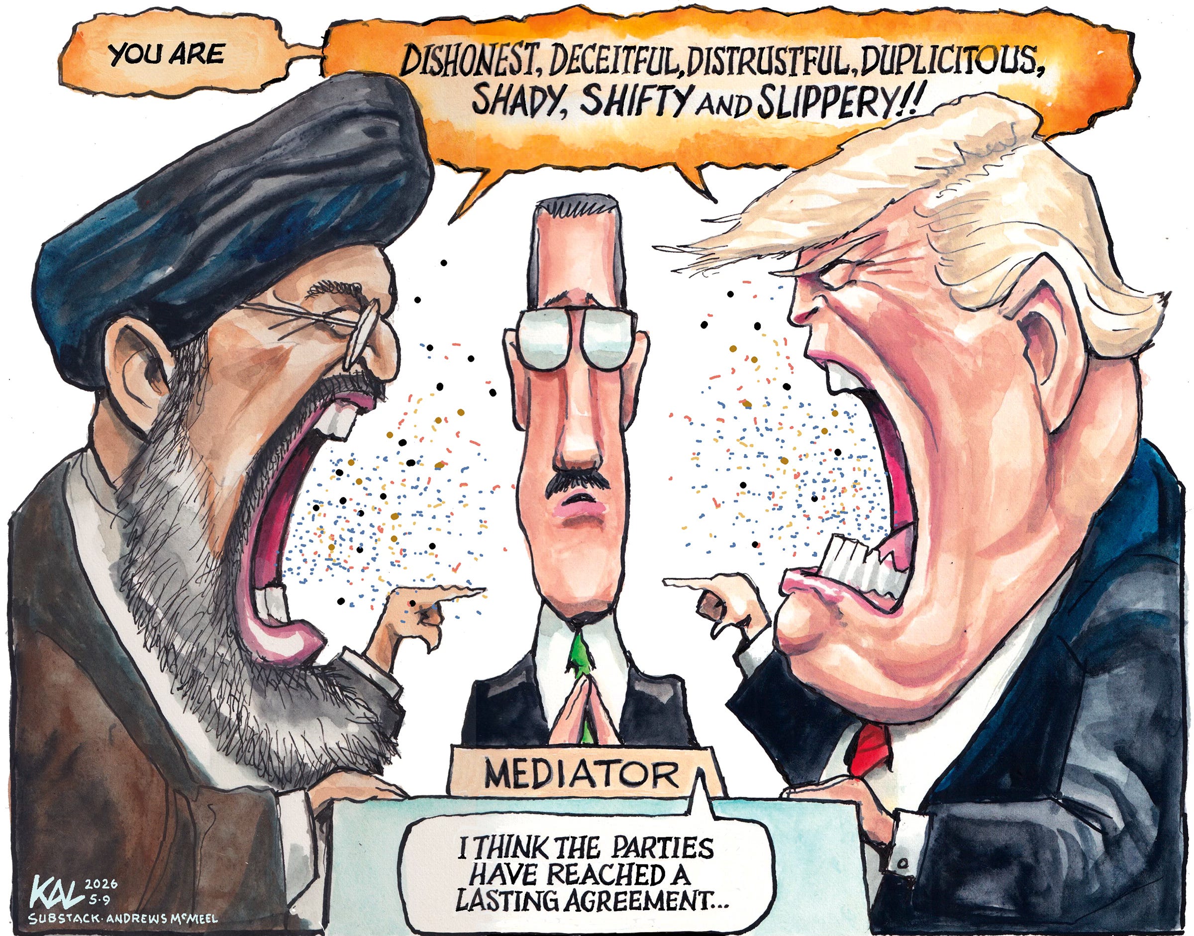 Political cartoon by Kevin Kallaugher, “A Neverlasting Agreement”, 2026-05-10.