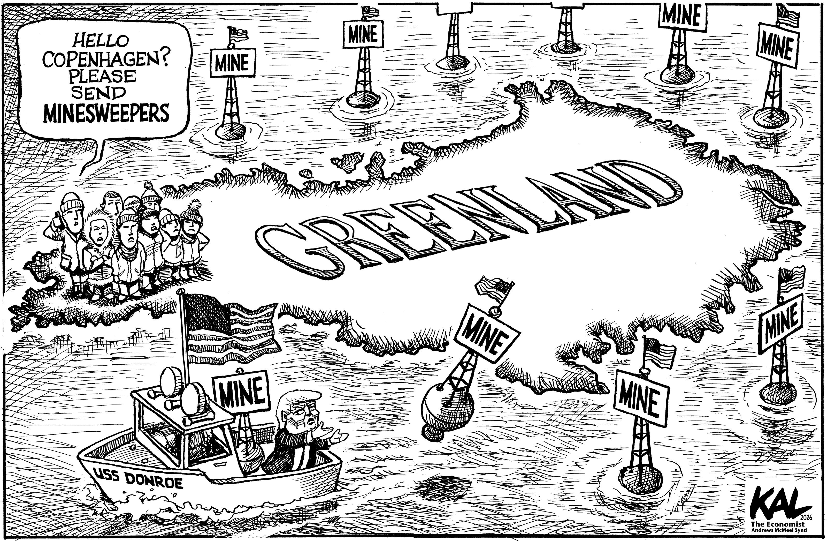 Political cartoon by Kevin Kallaugher, “Cartoon from The Economist This Week”, 2026-01-09.