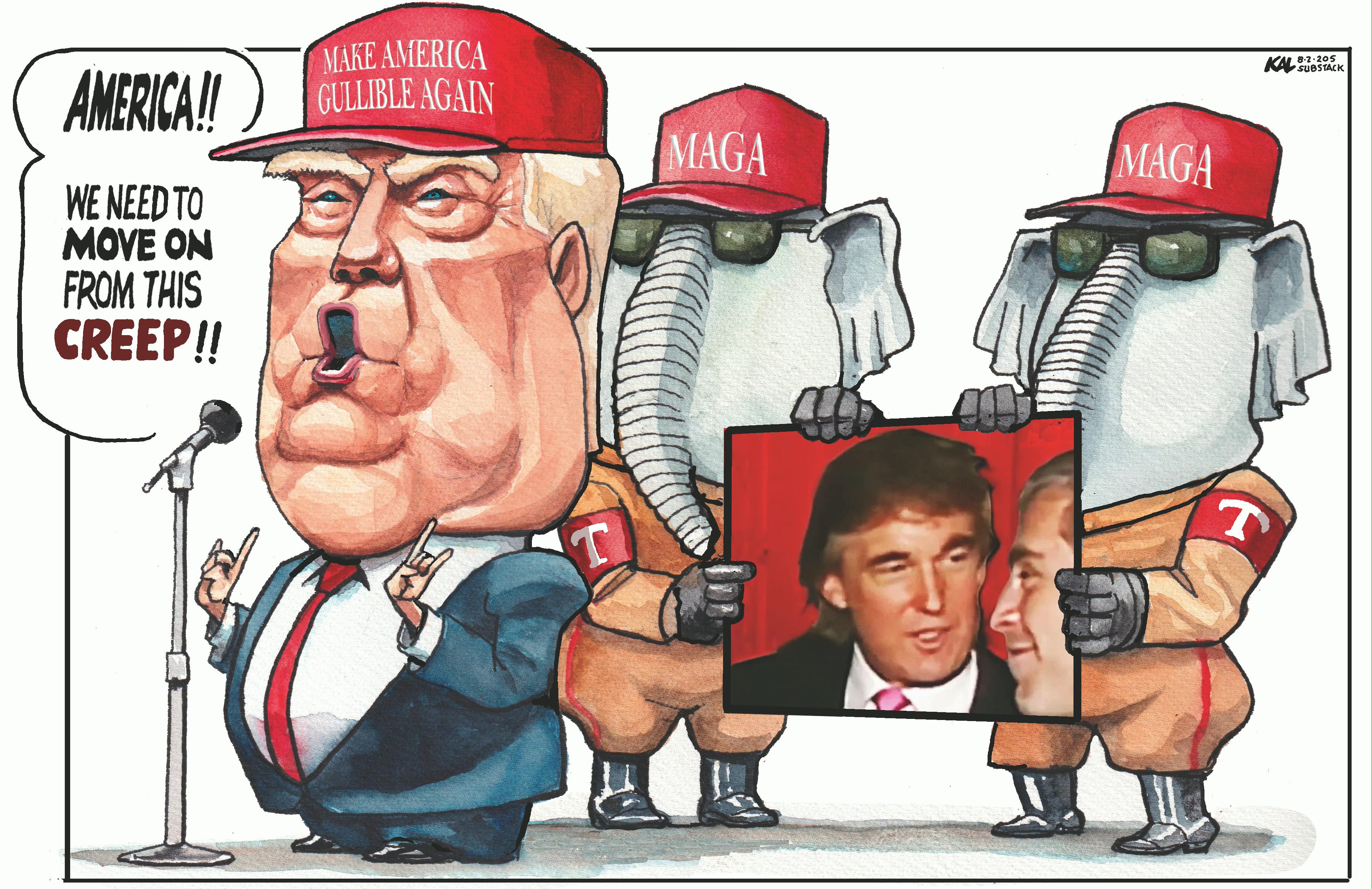 Political cartoon by Kevin Kallaugher, “Creep Warning”, 2025-08-02.