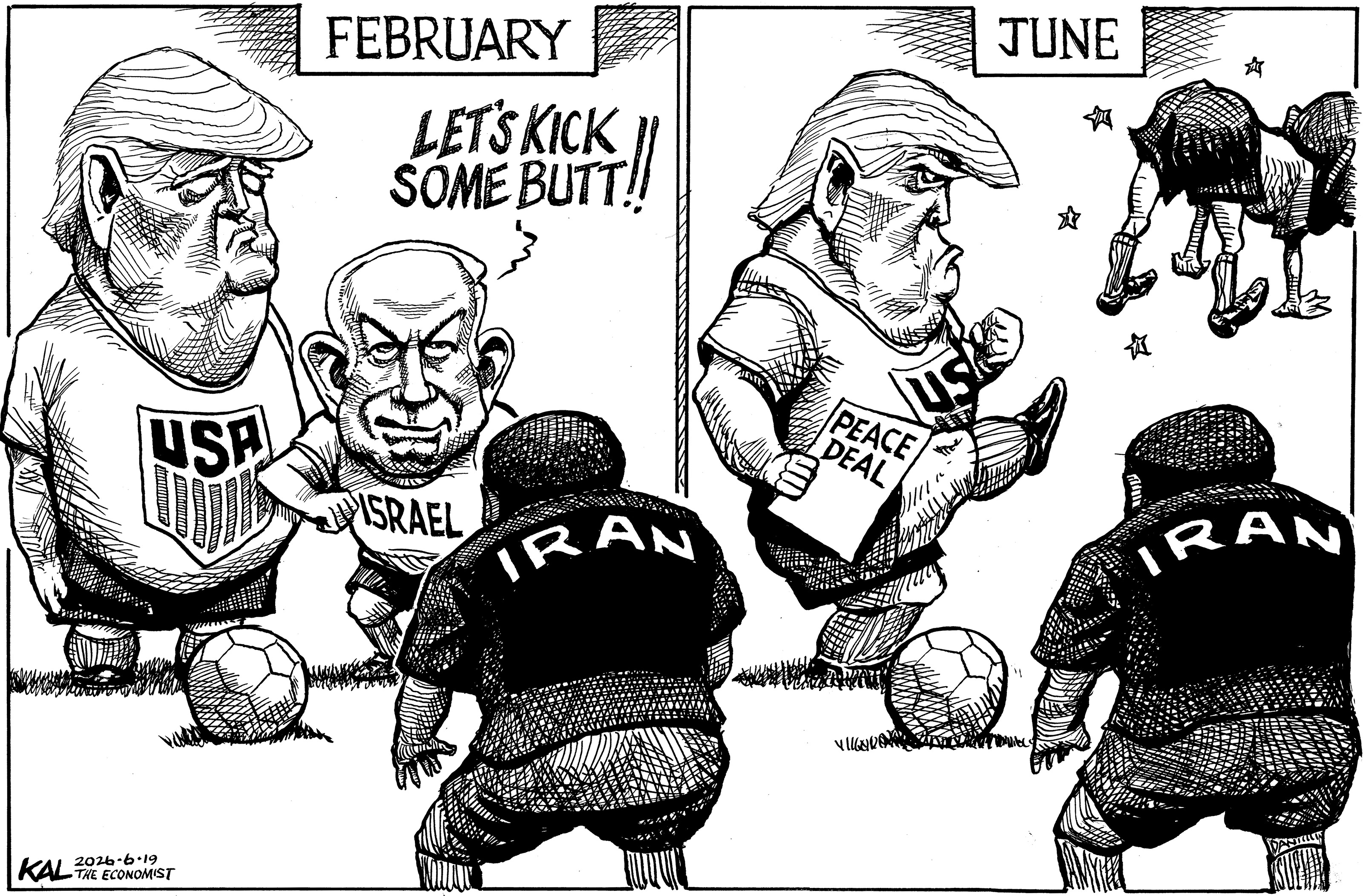 Political cartoon by Kevin Kallaugher, “Dealing With a Dicey Deal”, 2026-06-19.