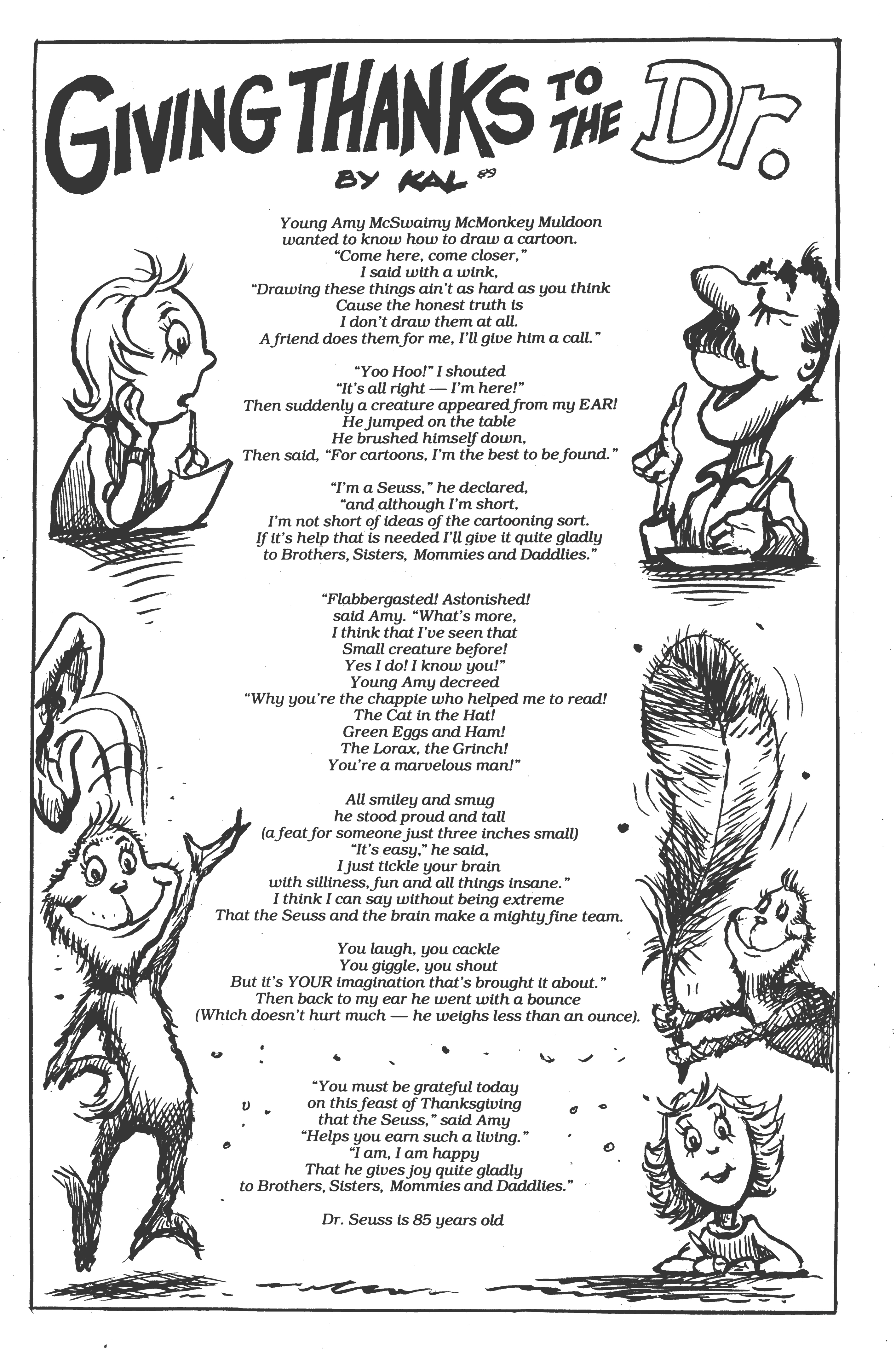 Political cartoon by Kevin Kallaugher, “Dr Seuss and Talking Turkeys”, 2025-11-27.