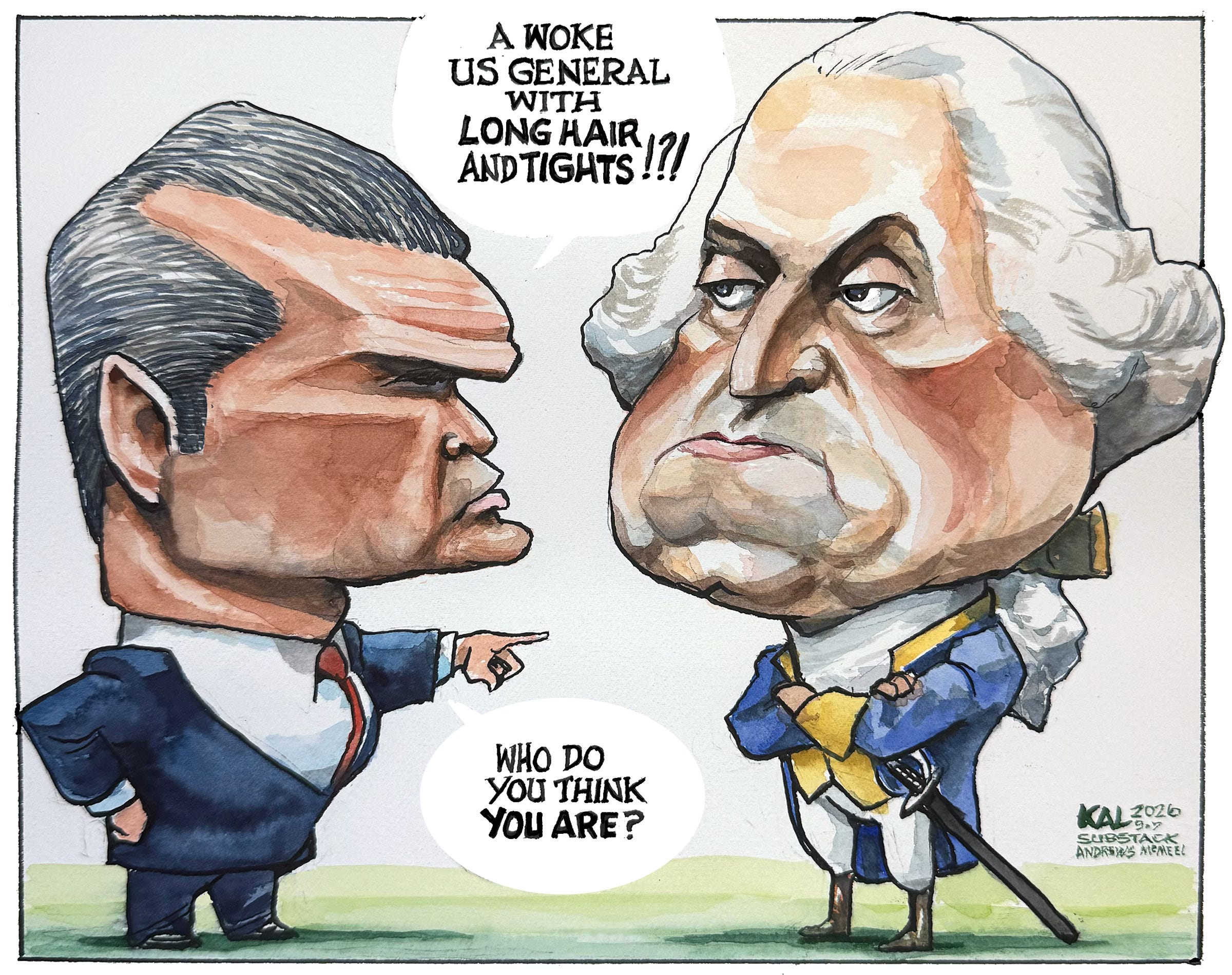 Political cartoon by Kevin Kallaugher, “General Mayhem”, 2026-09-08.