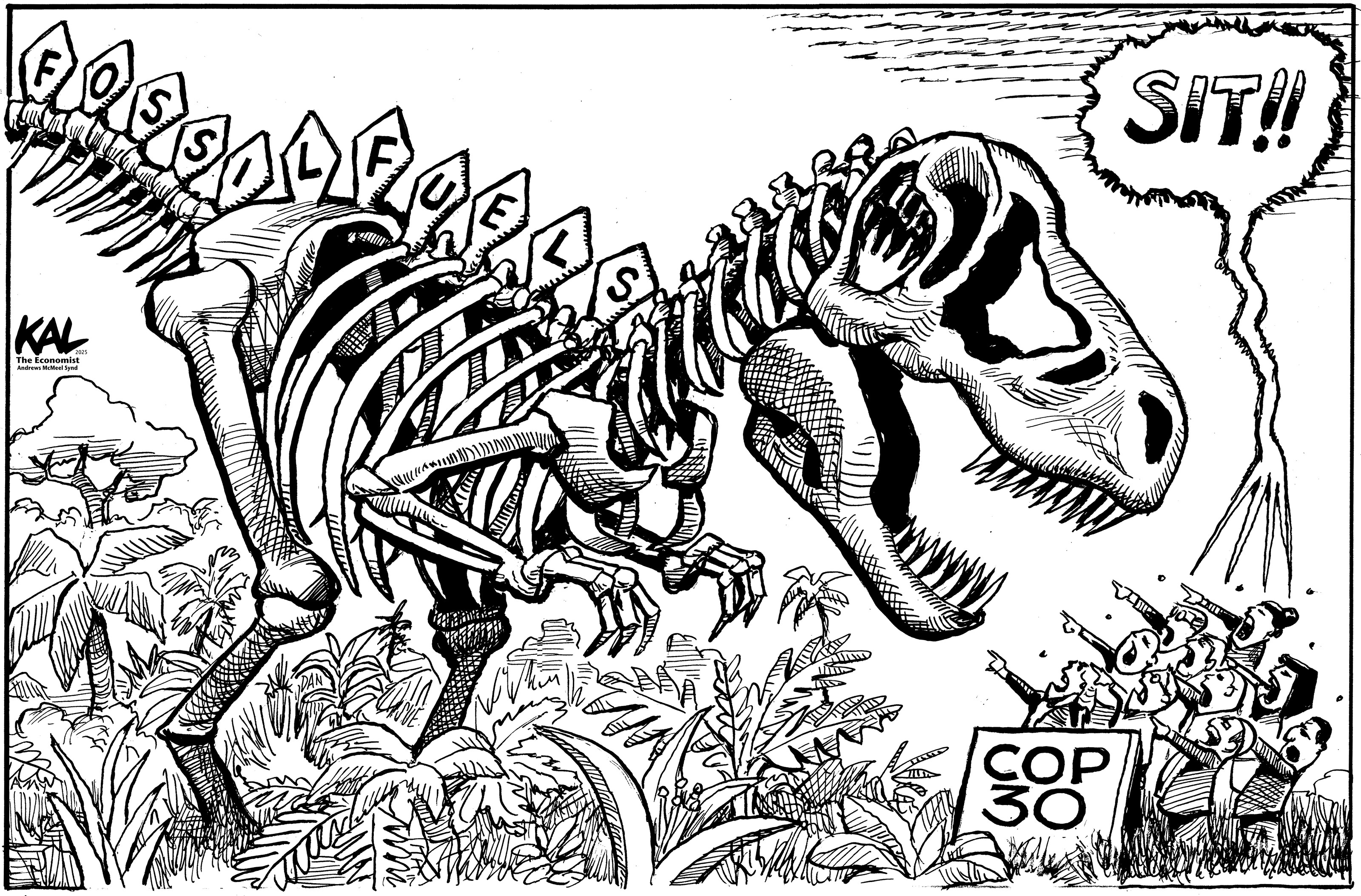 Political cartoon by Kevin Kallaugher, “Kalosaurus Rex”, 2025-11-15.