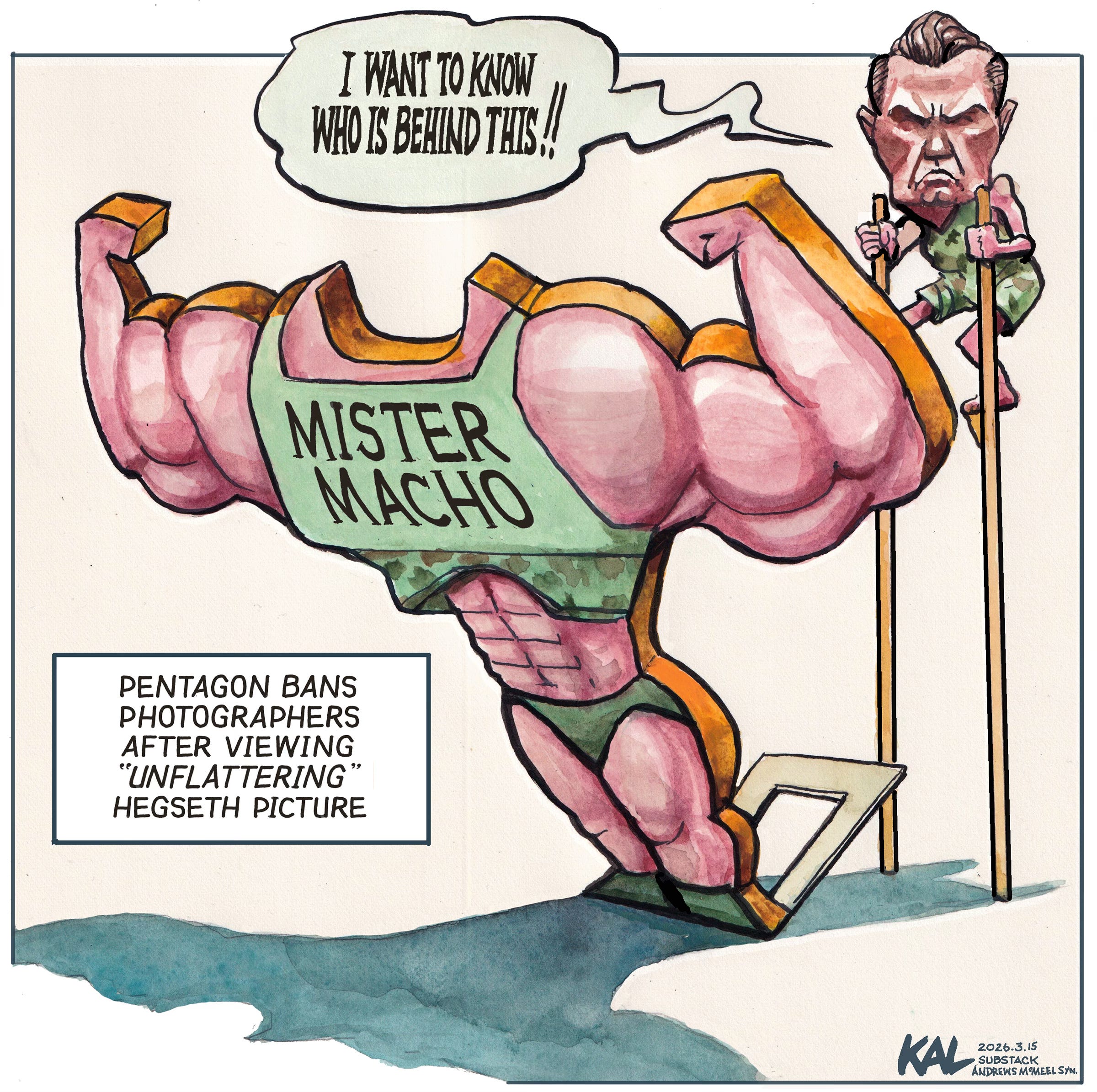 Political cartoon by Kevin Kallaugher, “Muscle-Brained”, 2026-03-16.