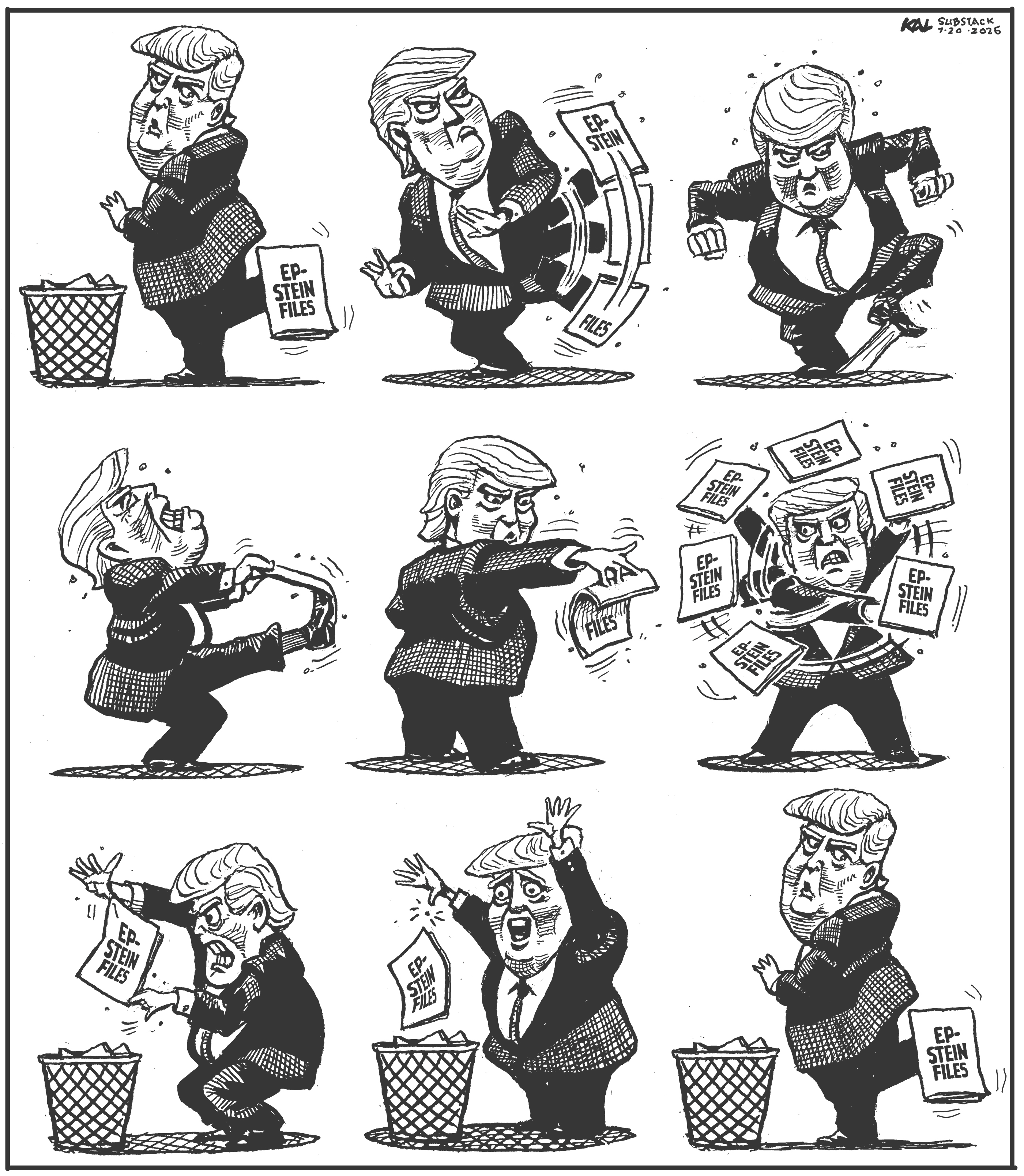 Political cartoon by Kevin Kallaugher, “Sticky Situation”, 2025-07-20.