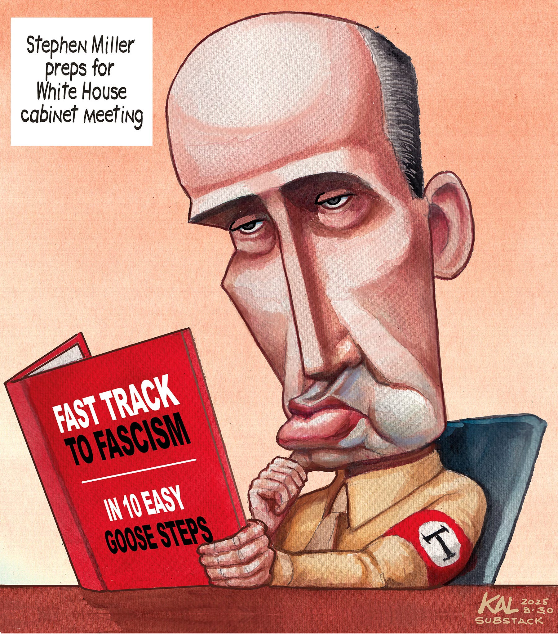 Political cartoon by Kevin Kallaugher, “That Cartoon is Exaggerating!”, 2025-08-30.