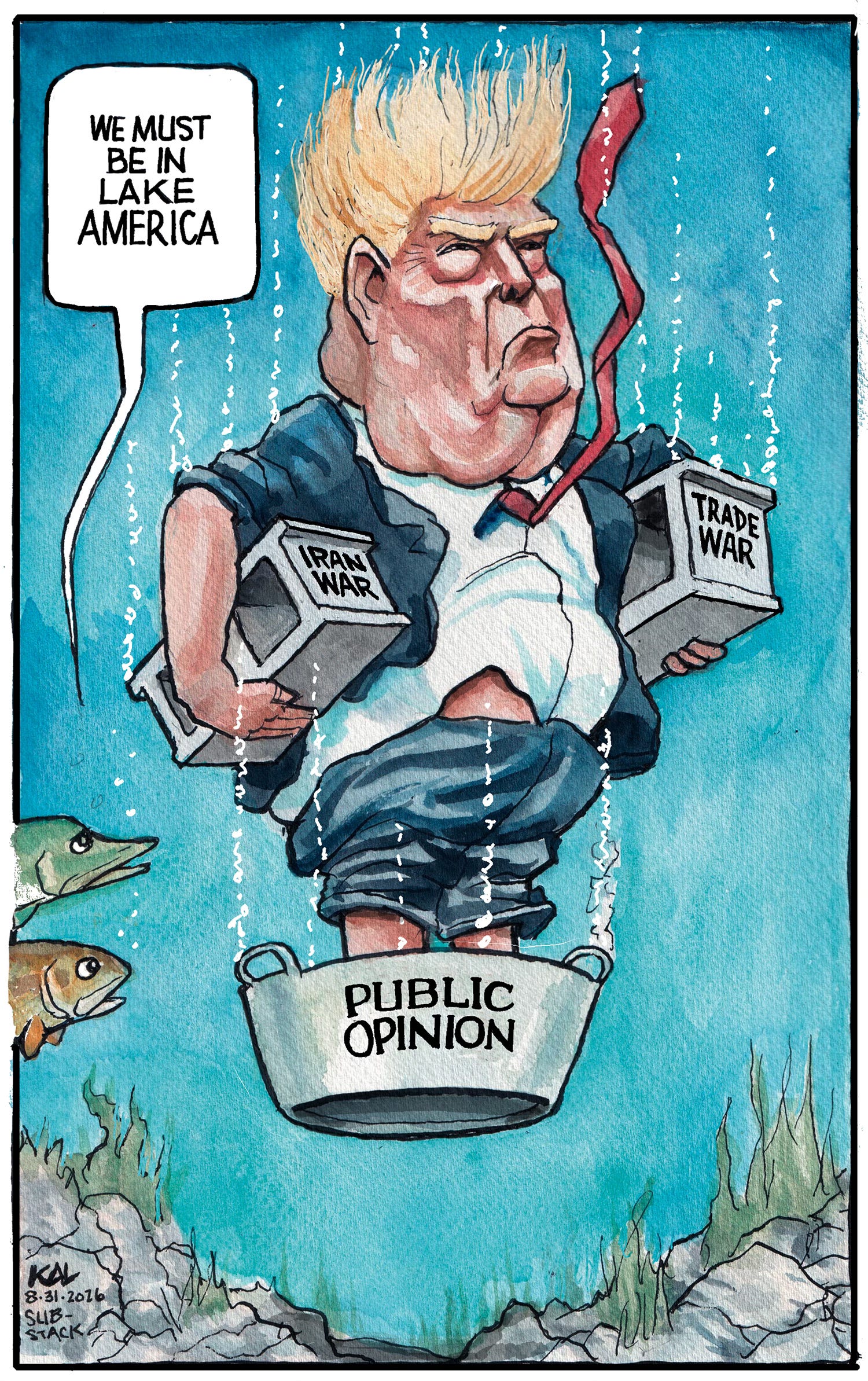 Political cartoon by Kevin Kallaugher, “That Sinking Feeling”, 2026-09-01.