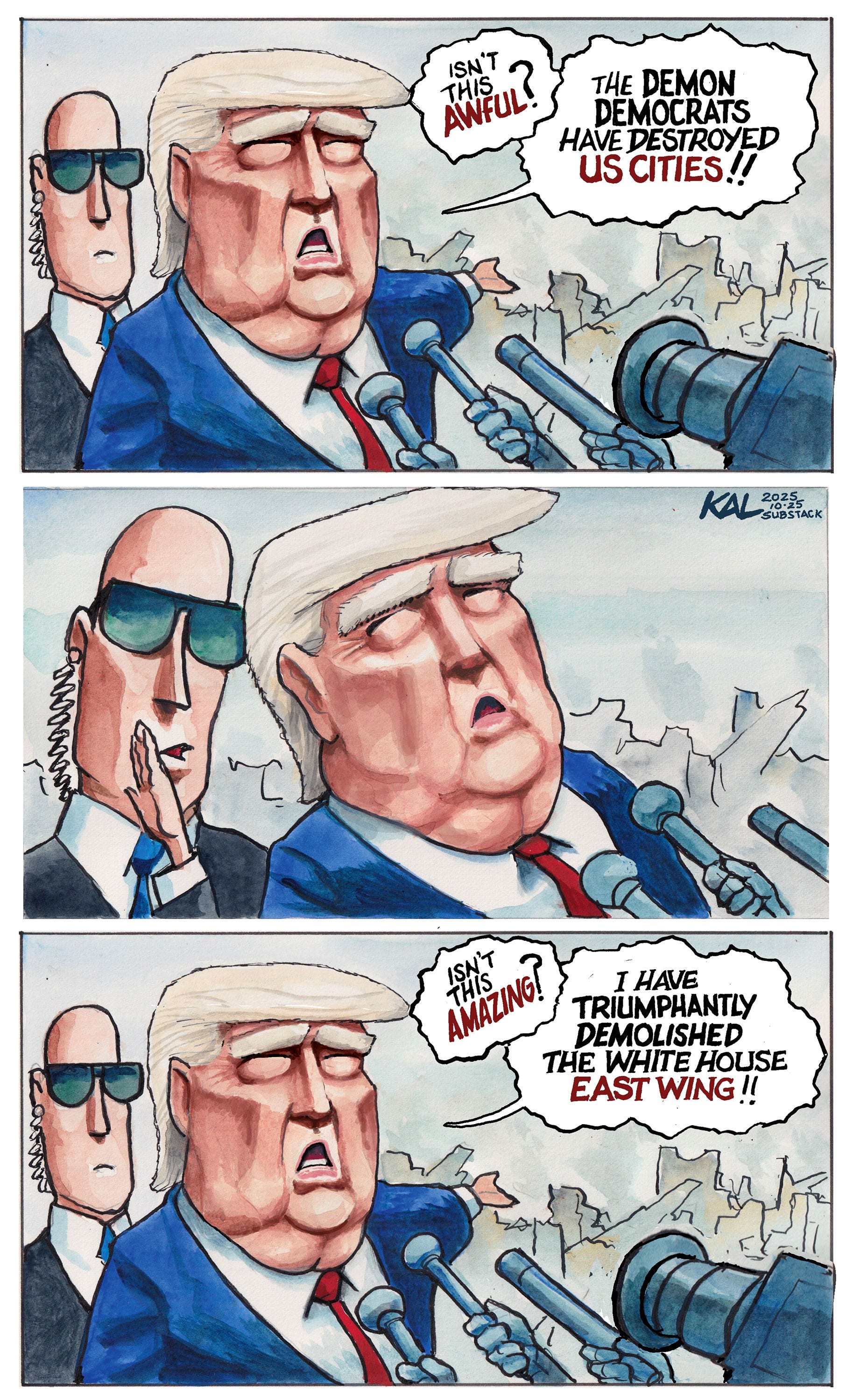Political cartoon by Kevin Kallaugher, “Those Demon Democrats Are At It Again!”, 2025-10-25.