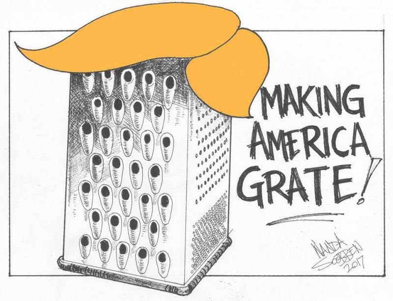 Political cartoon by Nanda Soobben, “Catchphrase”, 2016-02-06.