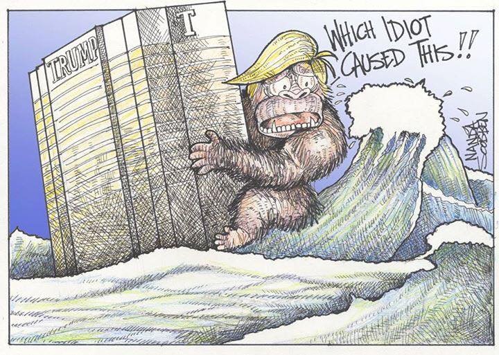Political cartoon by Nanda Soobben, “Global warming threatens all of us”, 2017-06-02.
