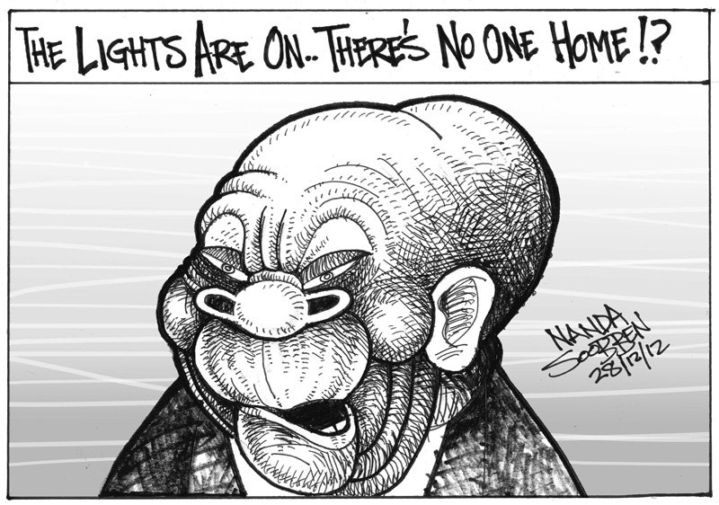Political cartoon by Nanda Soobben, “Untitled”, 2012-12-27.