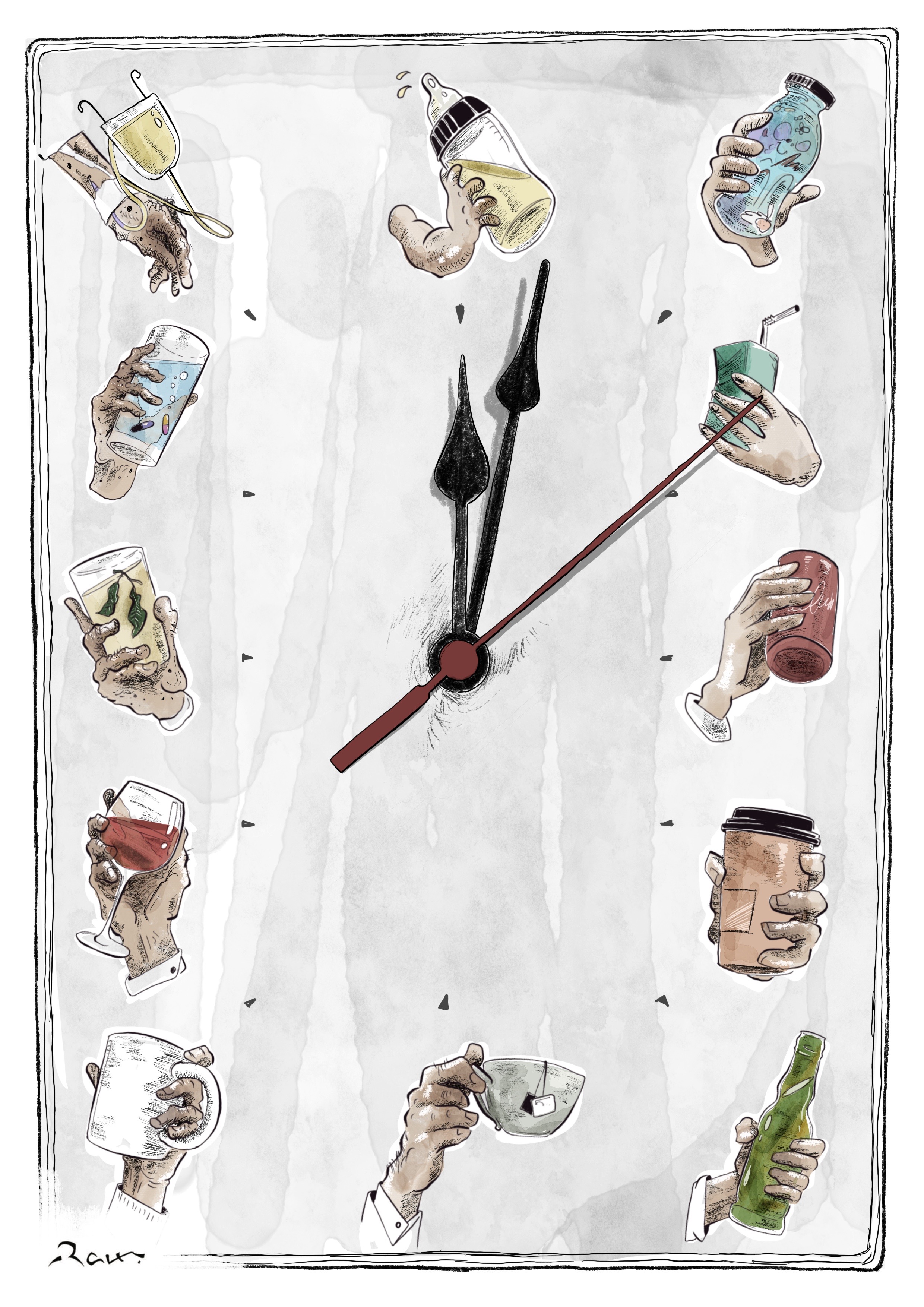 Political cartoon by Rafat Alkhatib, “12 Hours”, 19 May 2023.