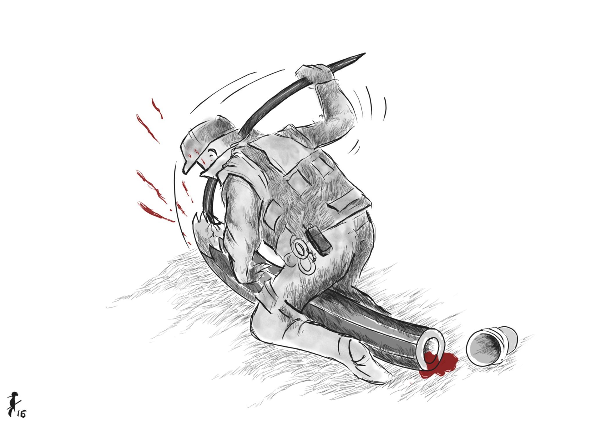 Political cartoon by Rafat Alkhatib, “Against speech”, 28 August 2017.