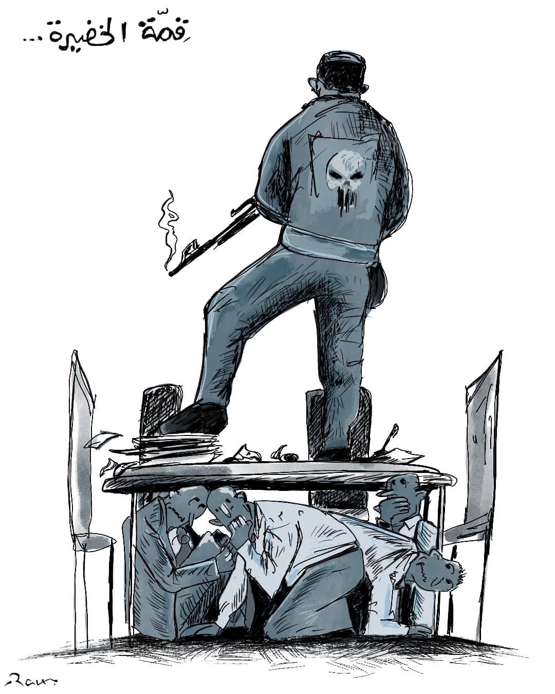 Political cartoon by Rafat Alkhatib, “Al Naqab Summit”, 28 March 2022.