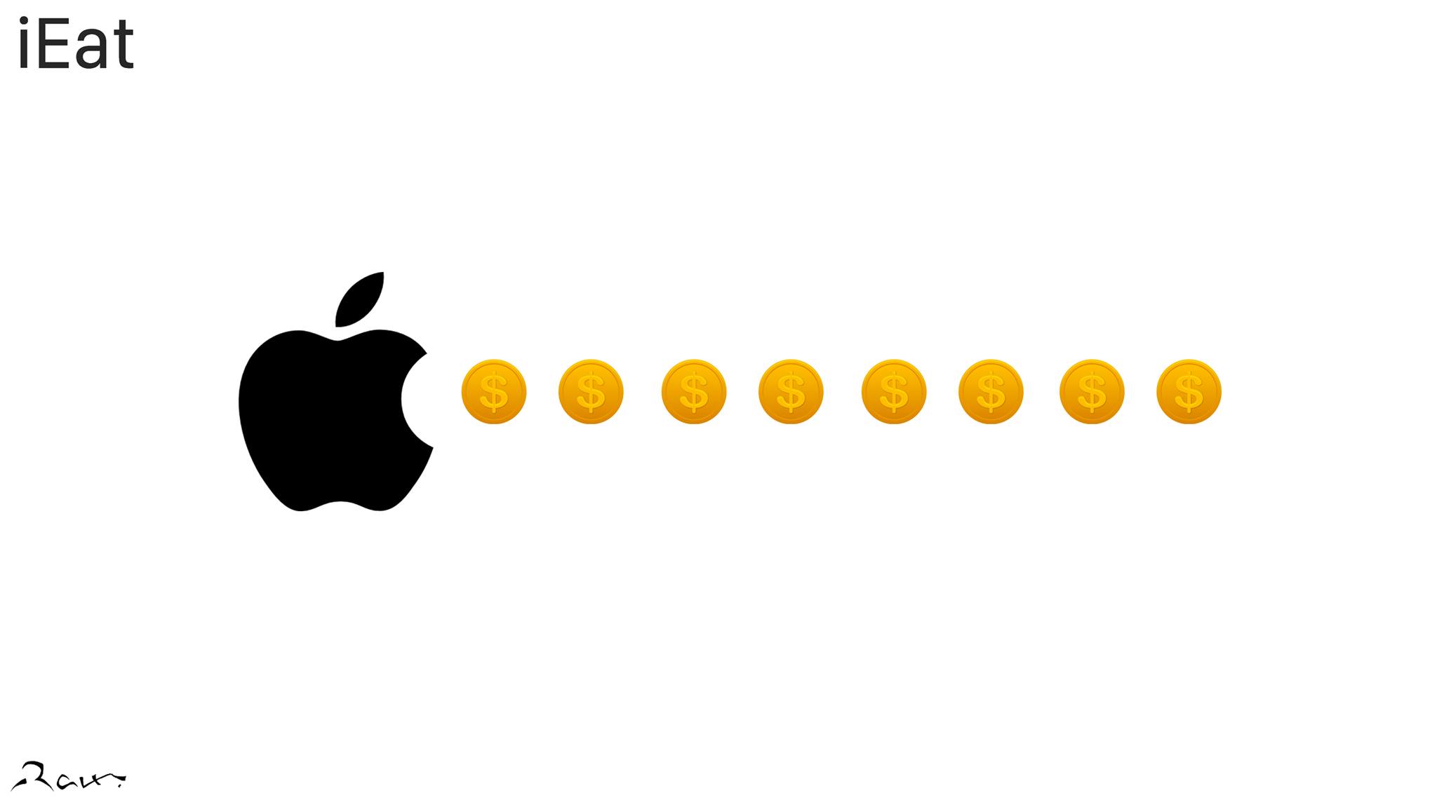 Political cartoon by Rafat Alkhatib, “Apple”, 5 June 2019.