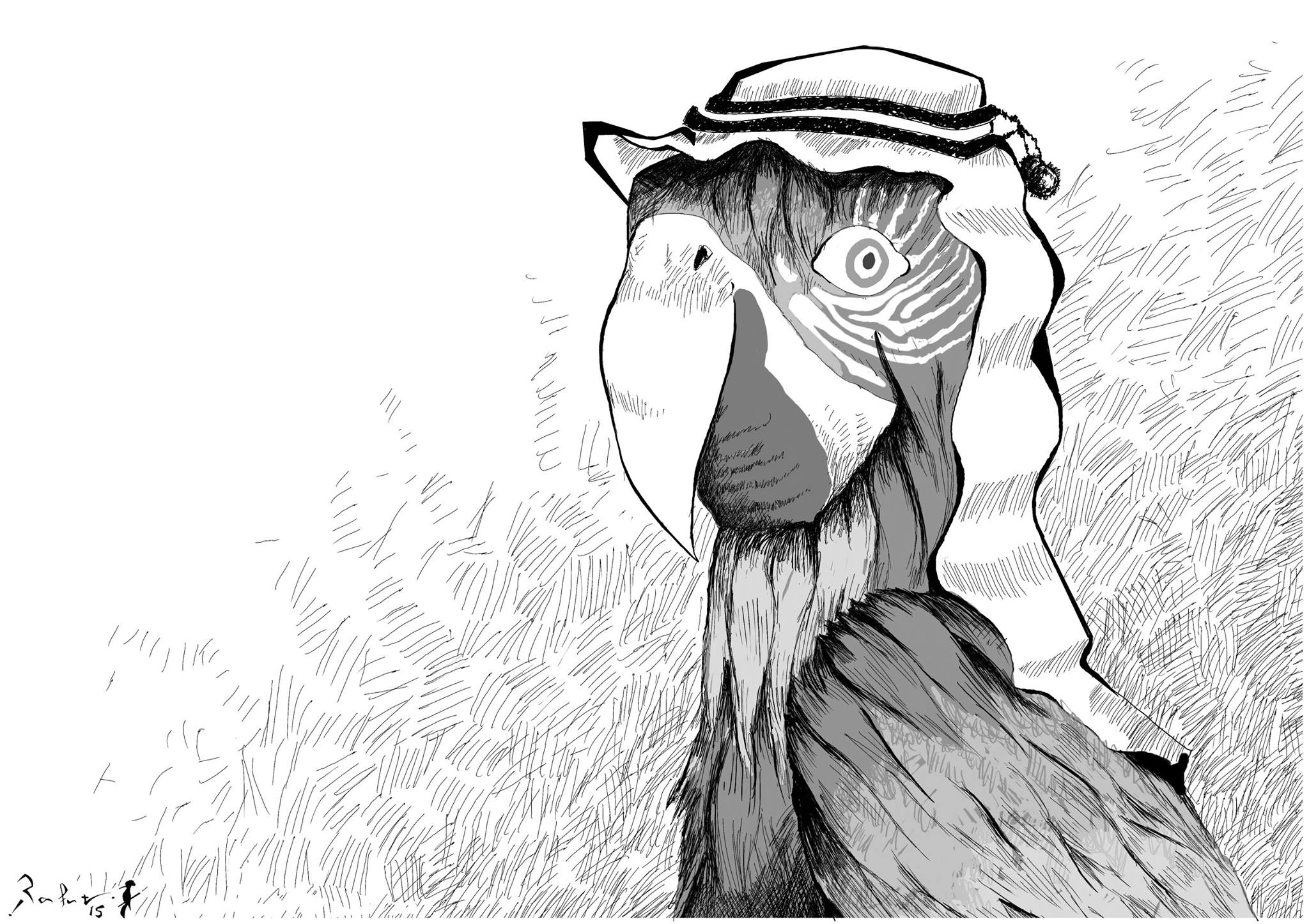 Political cartoon by Rafat Alkhatib, “Arab Media”, 28 November 2015.