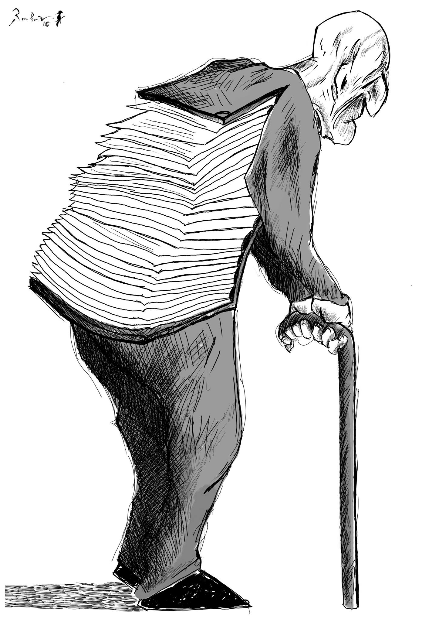 Political cartoon by Rafat Alkhatib, “Back pages”, 28 December 2016.